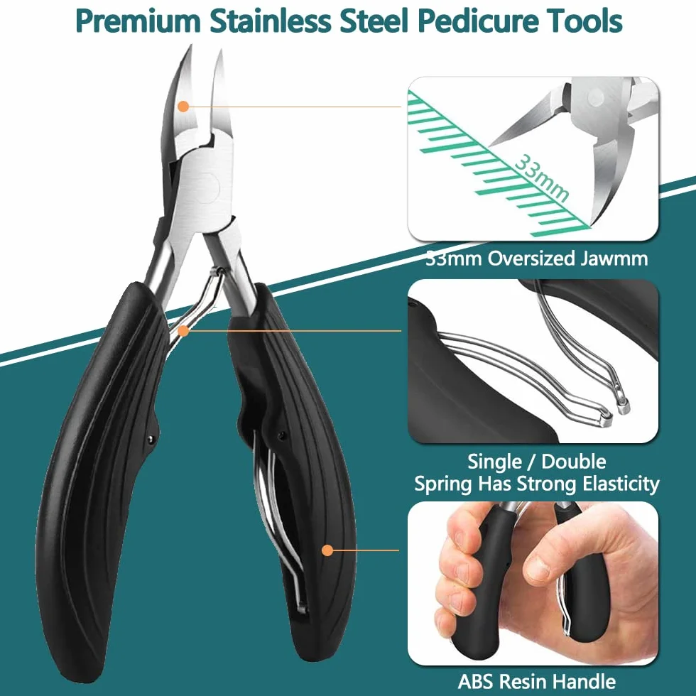 Acier Inoxydable Coupe Ongle Pince à Ongle Professionnel Homme Femme Black