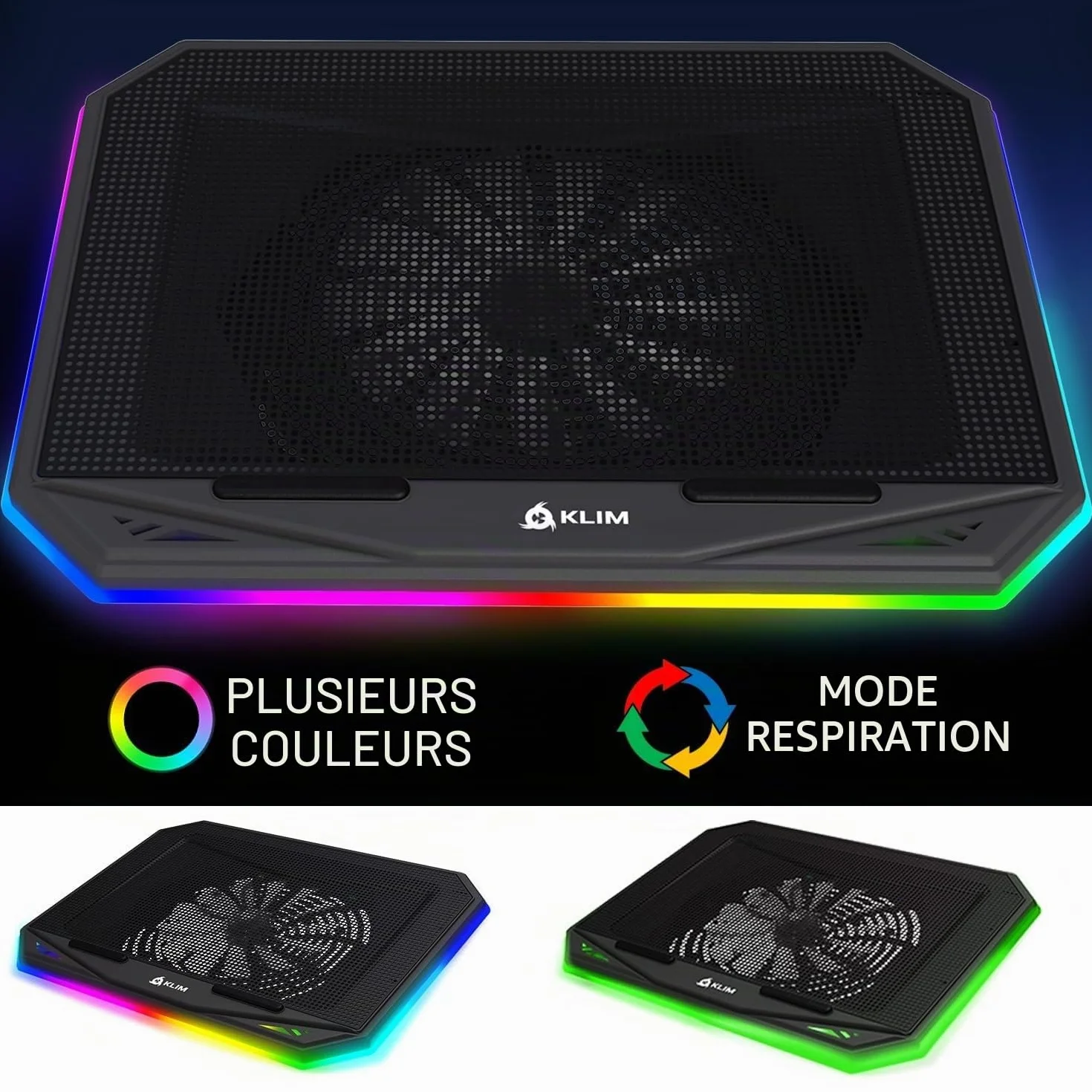 KLIM K21 Support PC Portable Ventilé Gamer 11"-17" RGB Refroidisseur Compatible Mac PS4