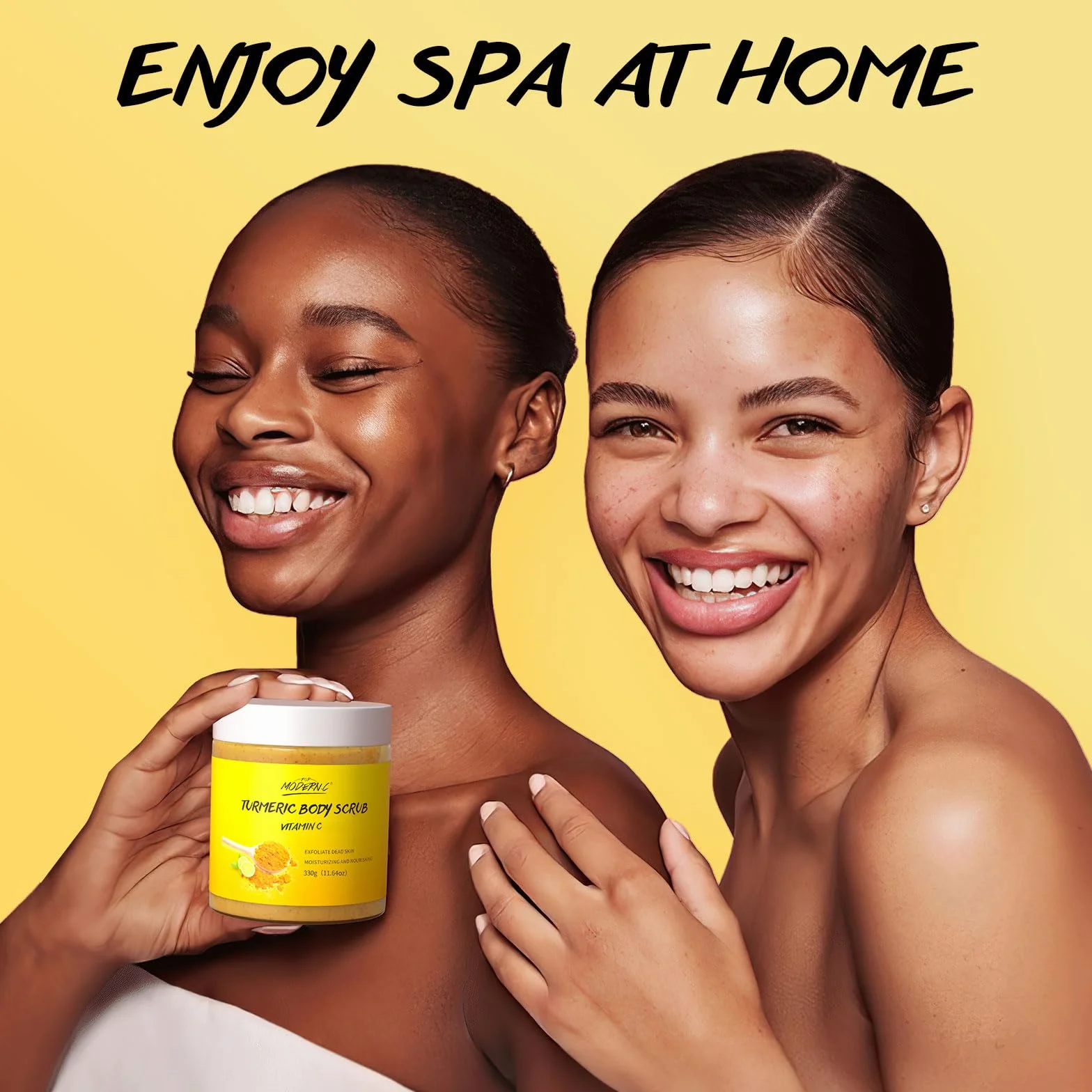 Gommage Corporel au Curcuma et Vitamine C, Exfoliant, Anti-Taches Brunes et Acné, Lissant et Éclaircissant