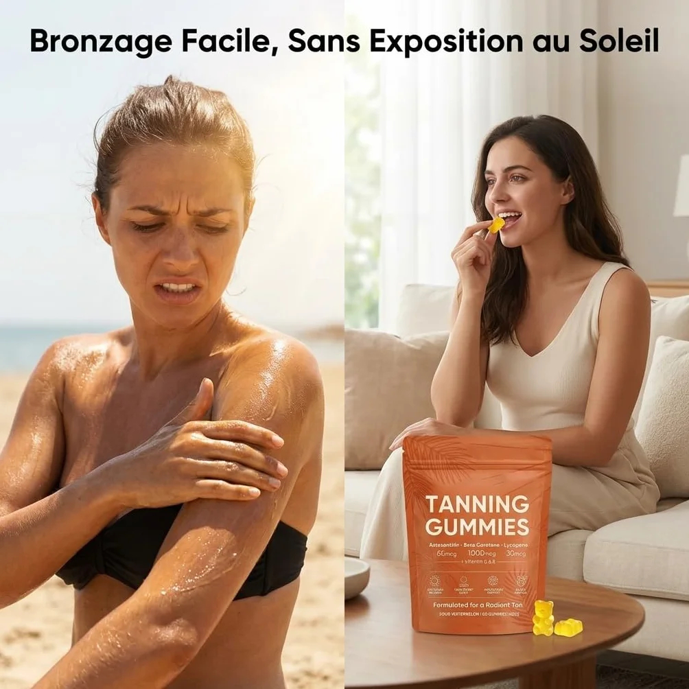 Gummies Bronzage Rapide Sans Soleil Hydrate la Peau Éclat Naturel 2026