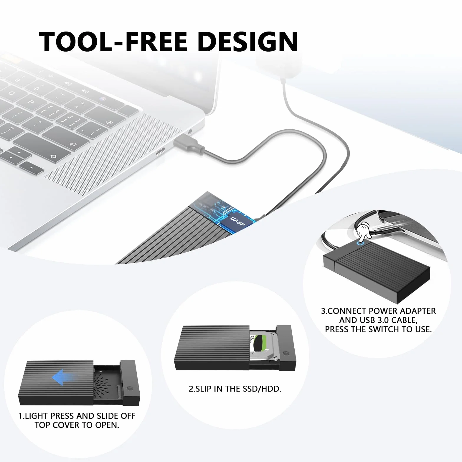 Boîtier Disque Dur 3.5 Adaptateur SATA USB 3.0 UASP pour SSD HDD