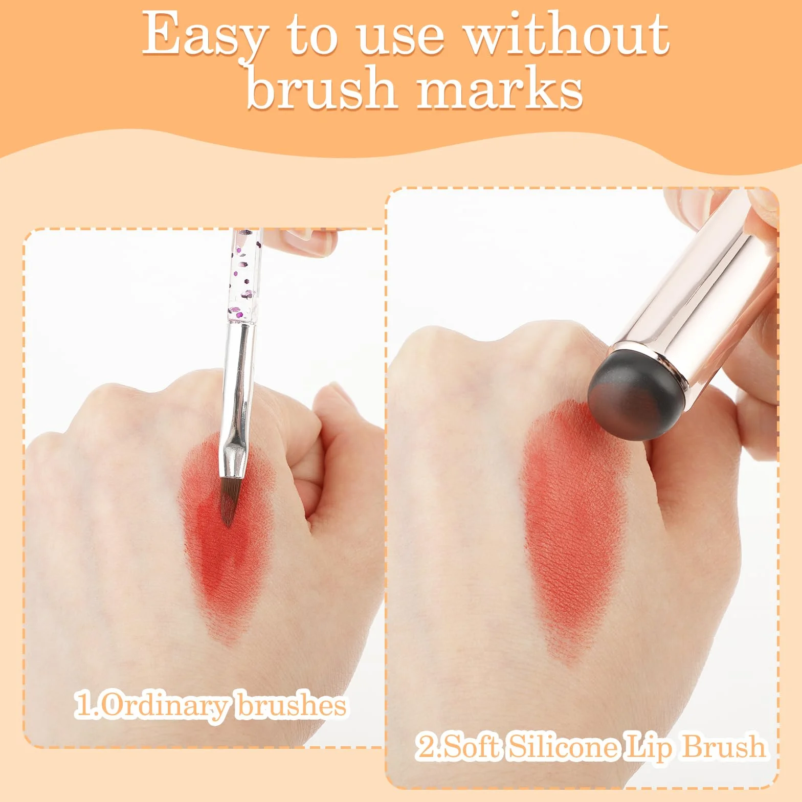 Amabro Lot de 2 pinceaux de maquillage en silicone réutilisables pour gloss à lèvres
