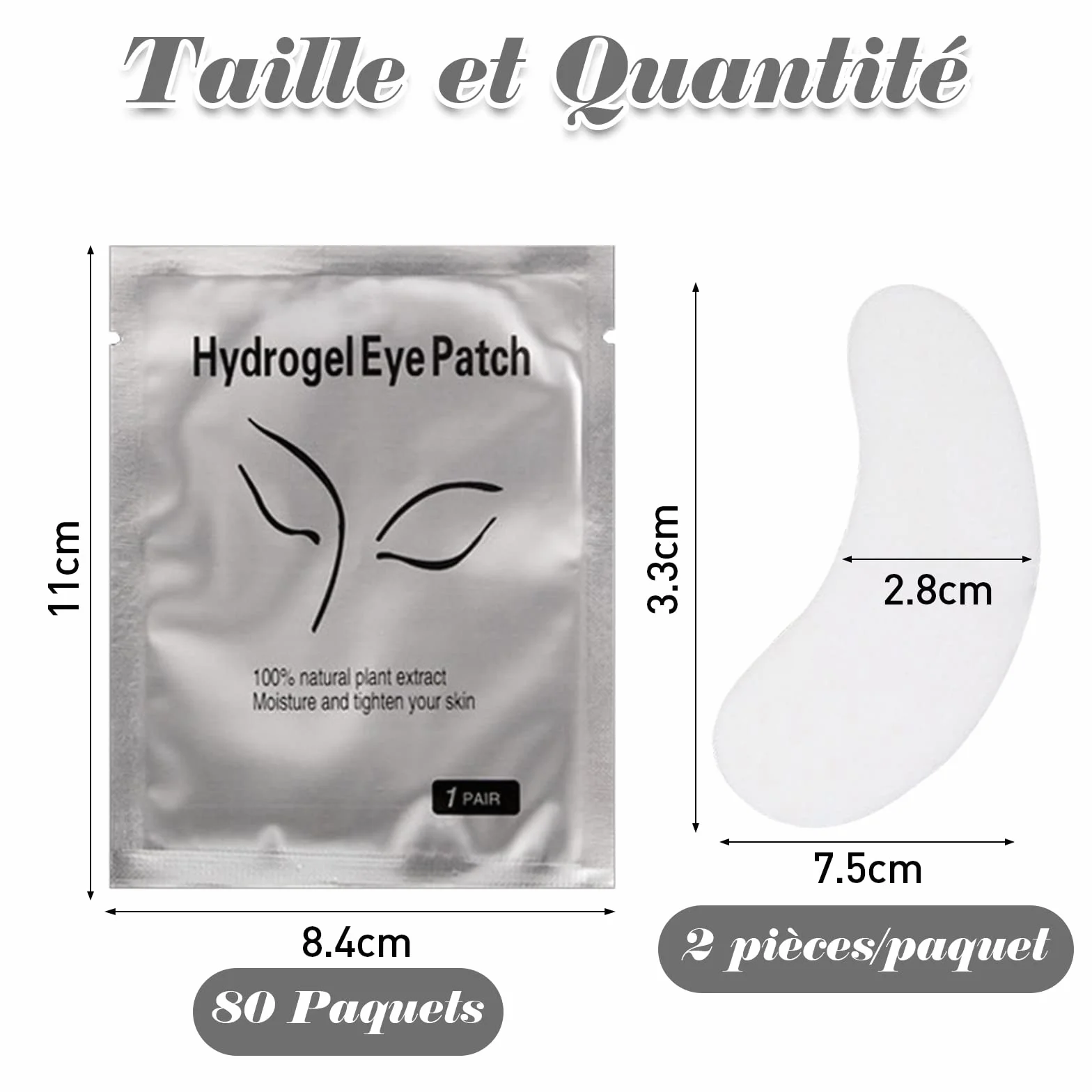VEGCOO 80 Paires Patchs Gel Non Pelucheux pour Extension Cils Teinture Cils (Renard)