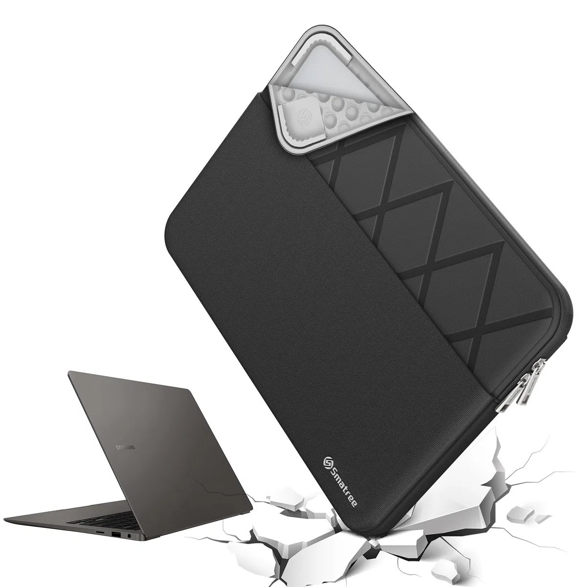 Smatree Housse pour Ordinateur Portable pour 14 Pouces Samsung Galaxy Book5/4/3 Pro,Samsung Galaxy Book4 Edge Copilot+PC, Étui avec Poche pour Accessoires,Design Antichoc breveté (E457)