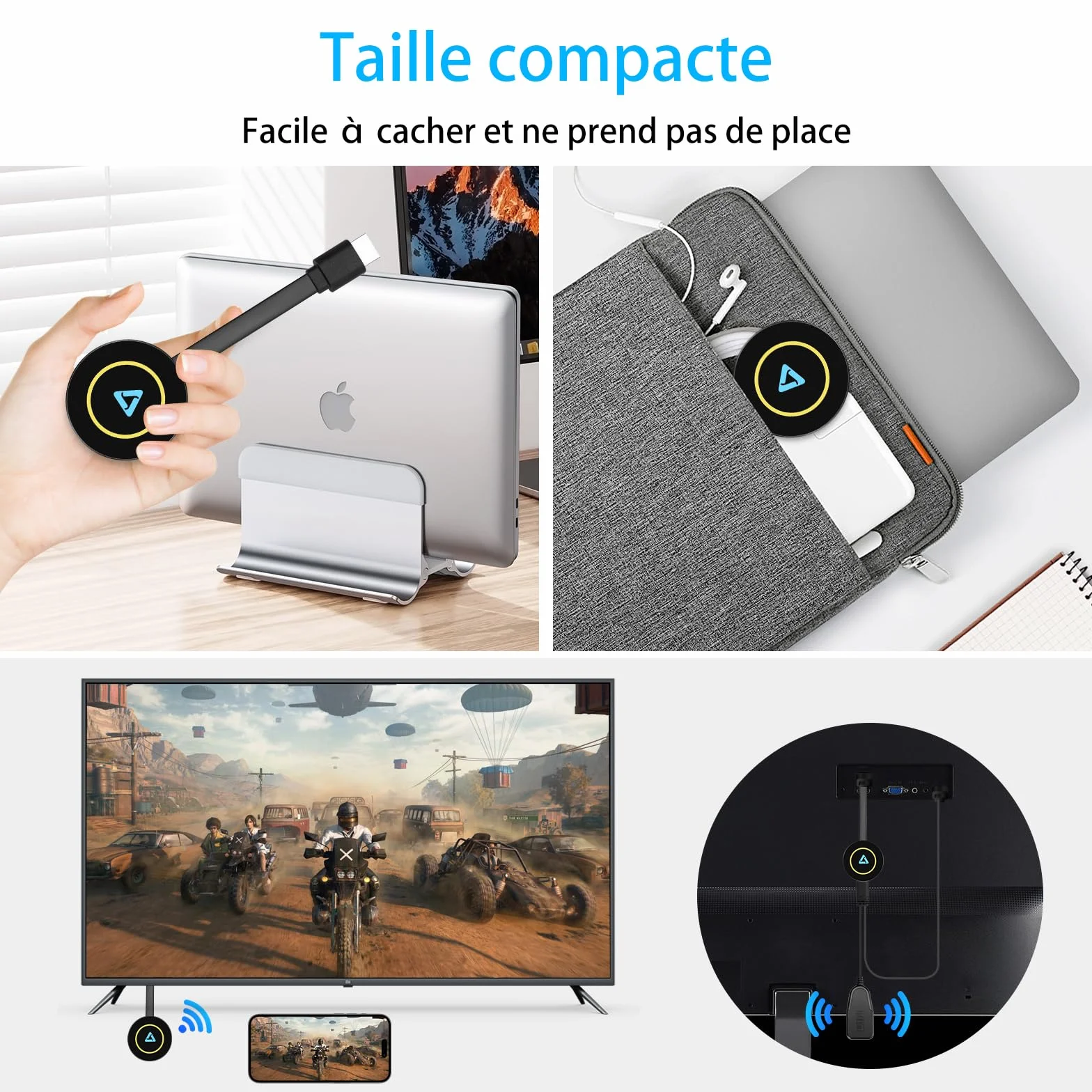 Adaptateur HDMI sans Fil 4K Miracast WiFi Dongle Compatible iPhone iPad Android
