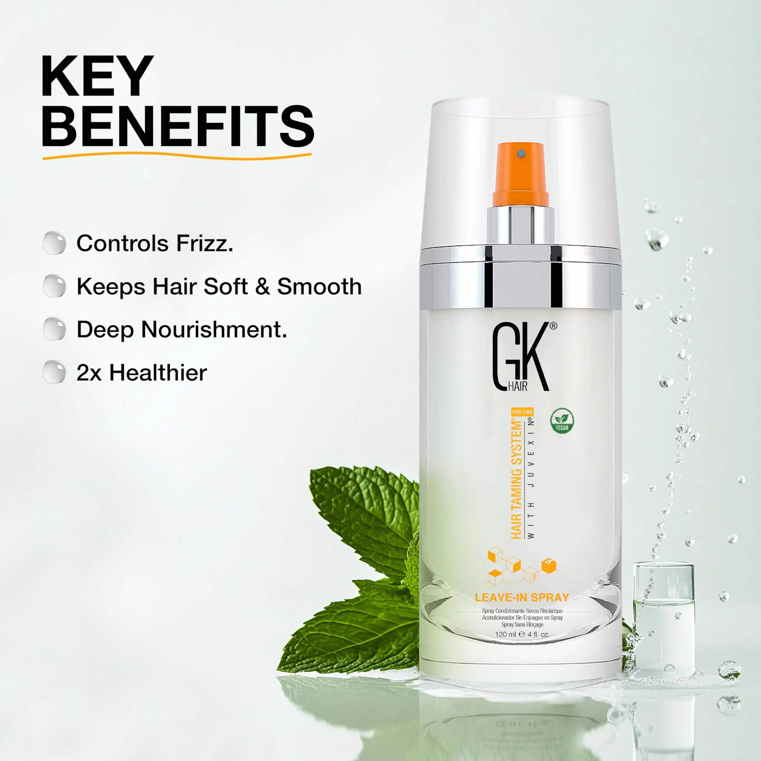 GK HAIR Global Keratin Leave In Conditioner Hair Spray 4 Fl Oz 120ml Moisturizing Protection Treatment Strengthens Shines Frizzy Dry Damaged Hair