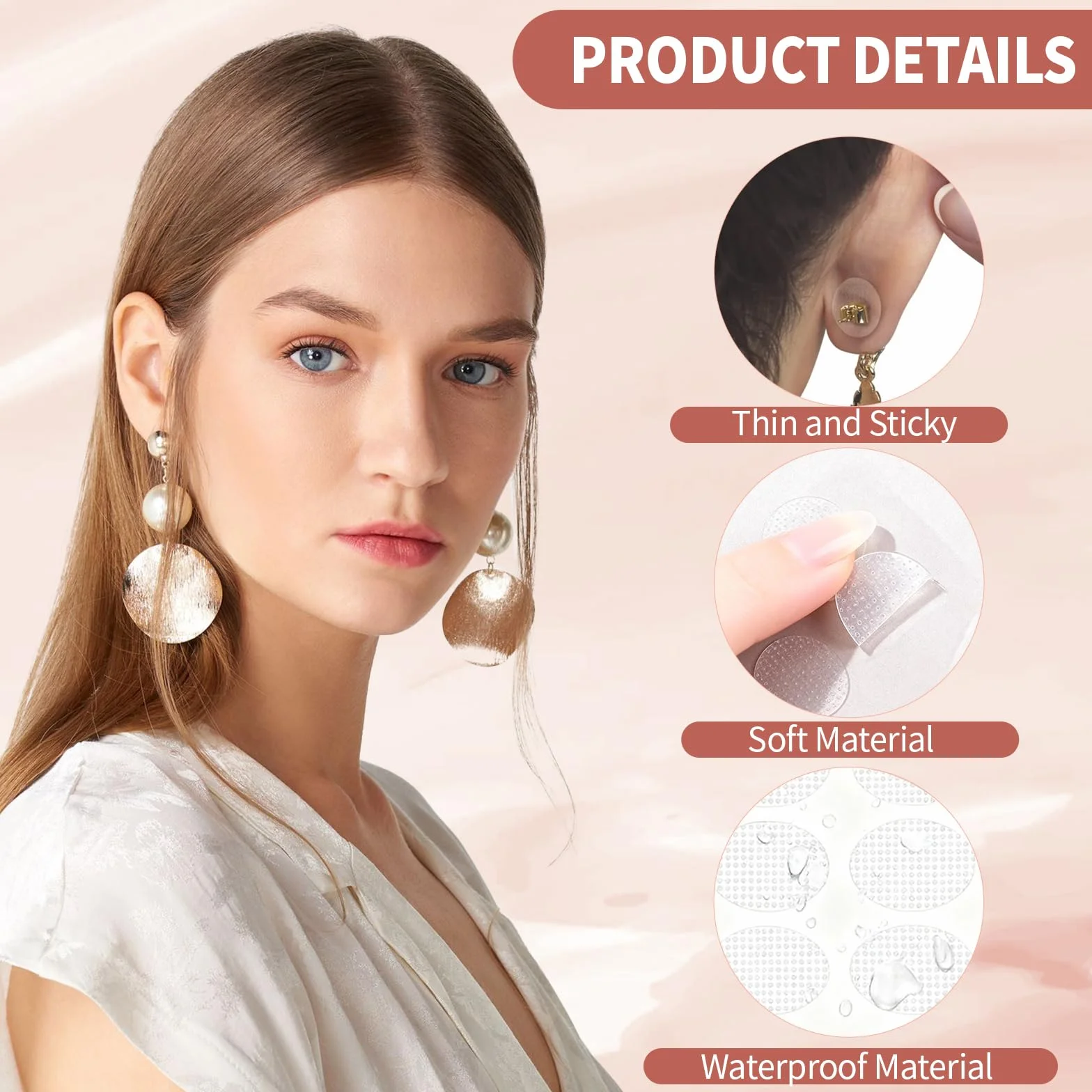 Patchs de Support pour Lobes d'Oreilles Transparents Autocollants 500 Pièces Protection Piercing