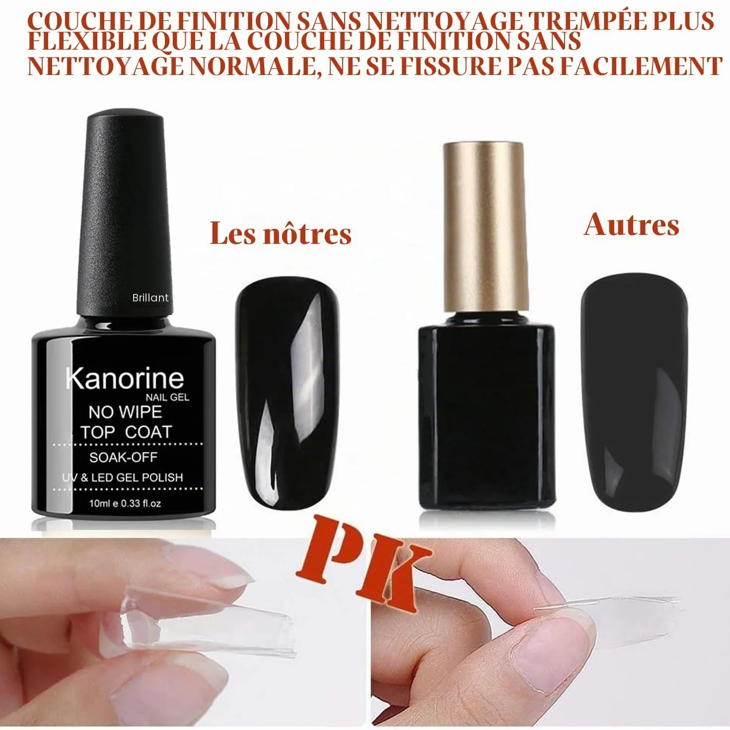 No-Wipe Top Coat Semi Permanent UV/LED Gel Nail Polish 10ml