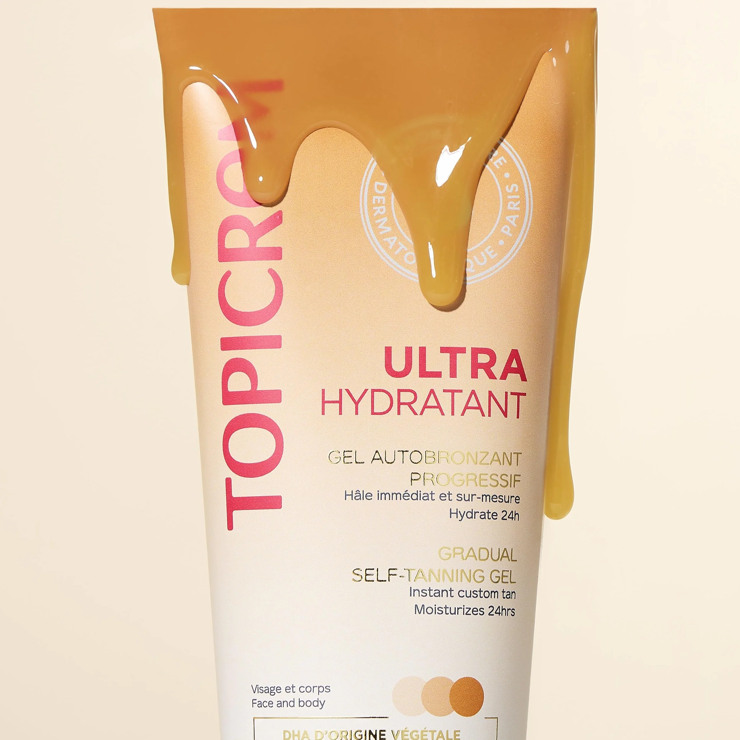 Topicrem Ultra Hydratant Gel Autobronzant Progressif Hydrate 24h Nourrit Protège Teint Hâlé Naturel Peaux Sensibles 200 ml