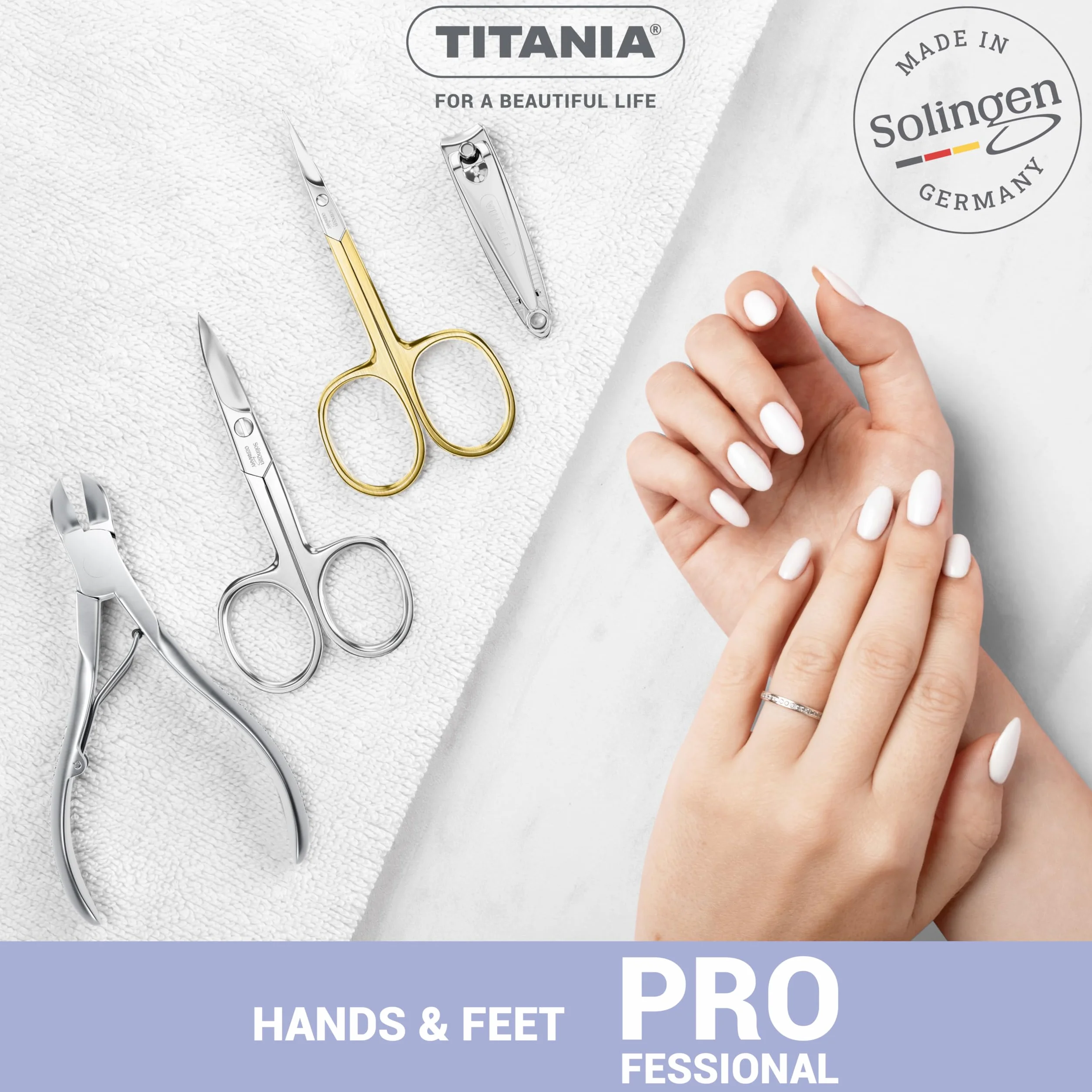 TITANIA Ciseaux à Ongles Solingen 9,5 cm Courbés Acier au Carbone Fabriqués en Allemagne