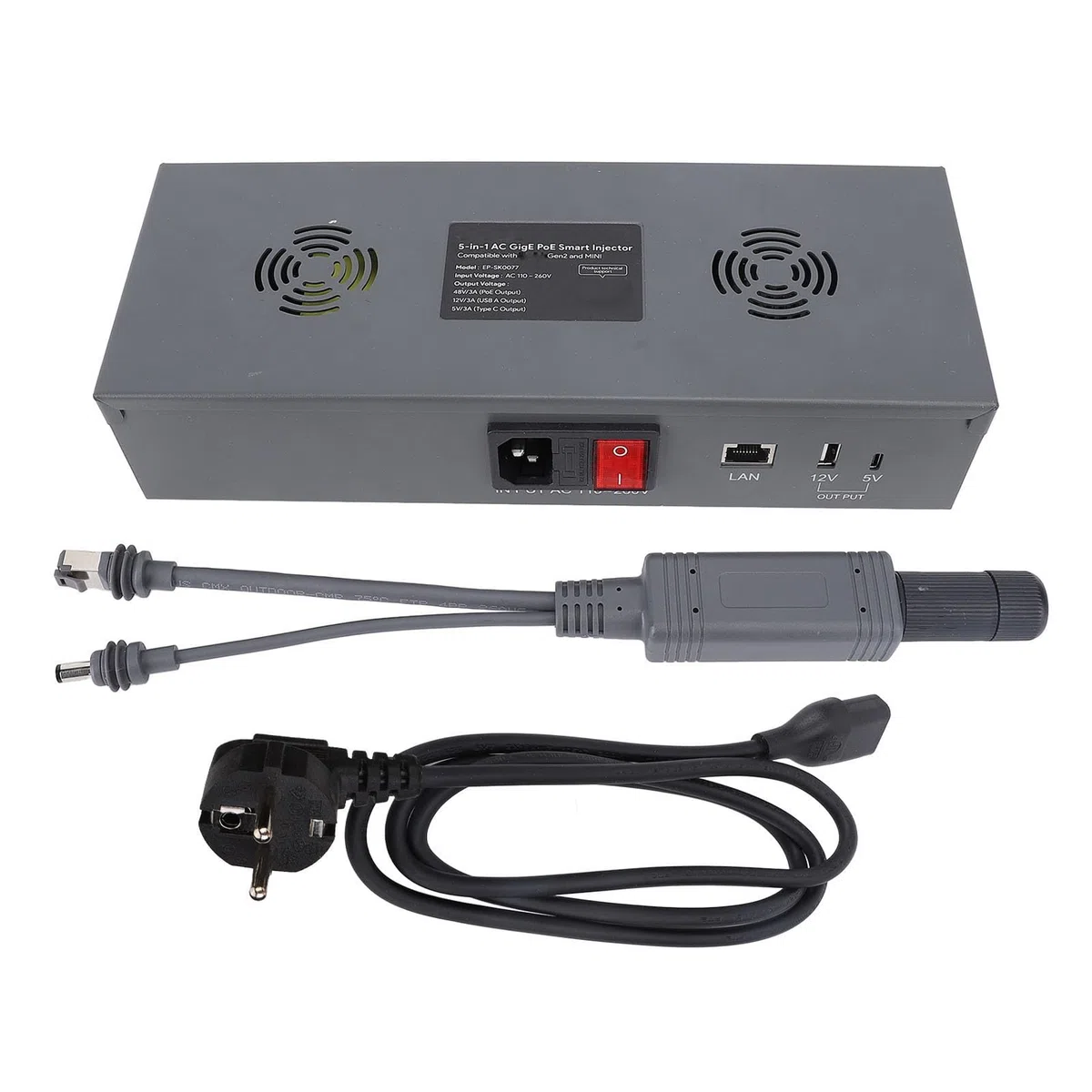 Qcwwy Puissance sur la Sortie de L'injecteur PoE de L'Ethernet 150W (Prise UE)