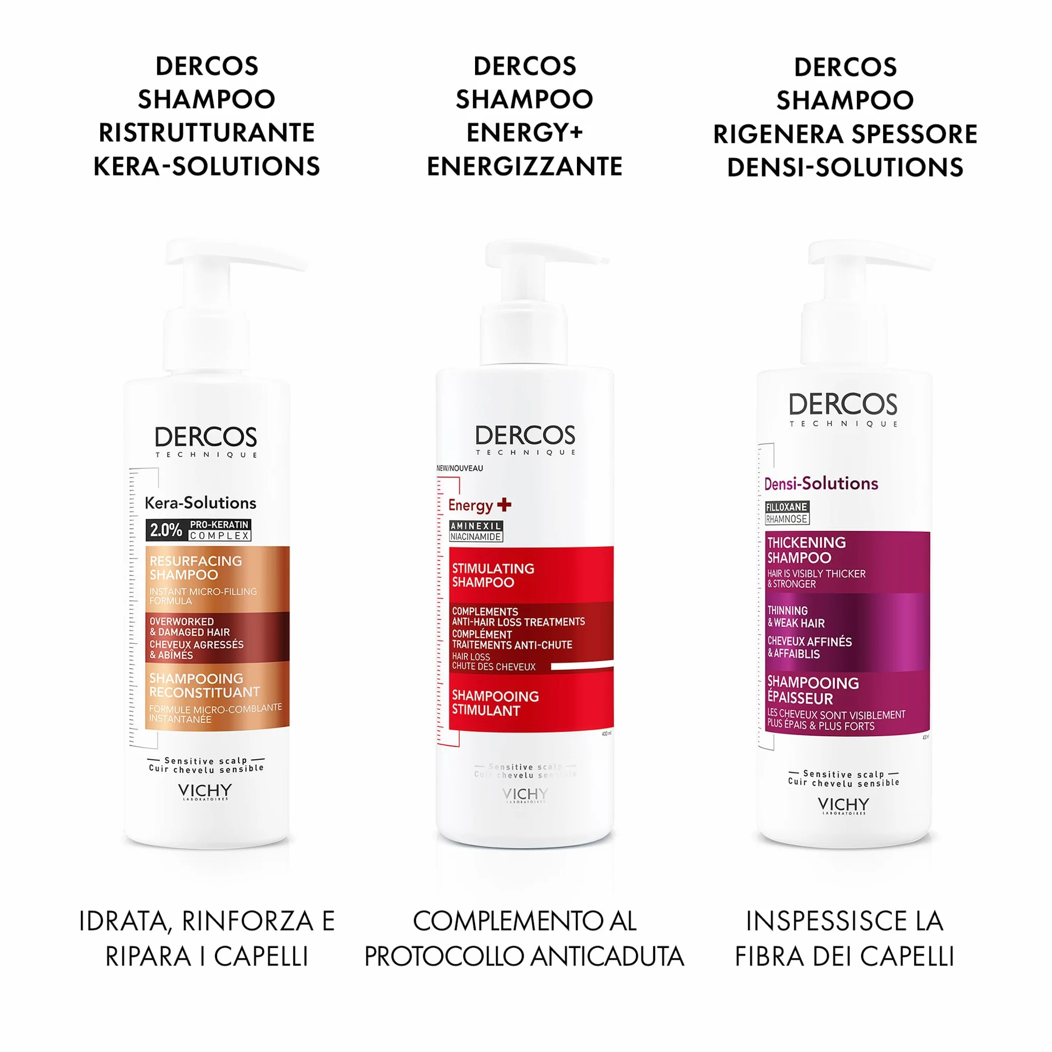 Vichy Dercos Energy+ Shampooing Stimulant Anti-Chute Aminexil Niacinamide Vitamine E 400 ml