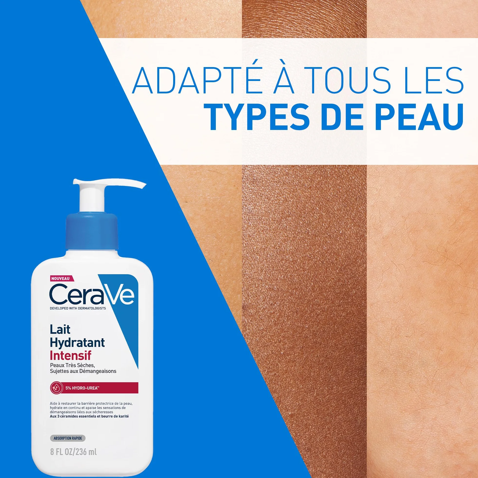CeraVe Baume Hydratant Intensif Corps & Visage Peaux Très Sèches 72H d’Hydratation Beurre de Karité 3 Céramides Hydro-Urea Boost 340g