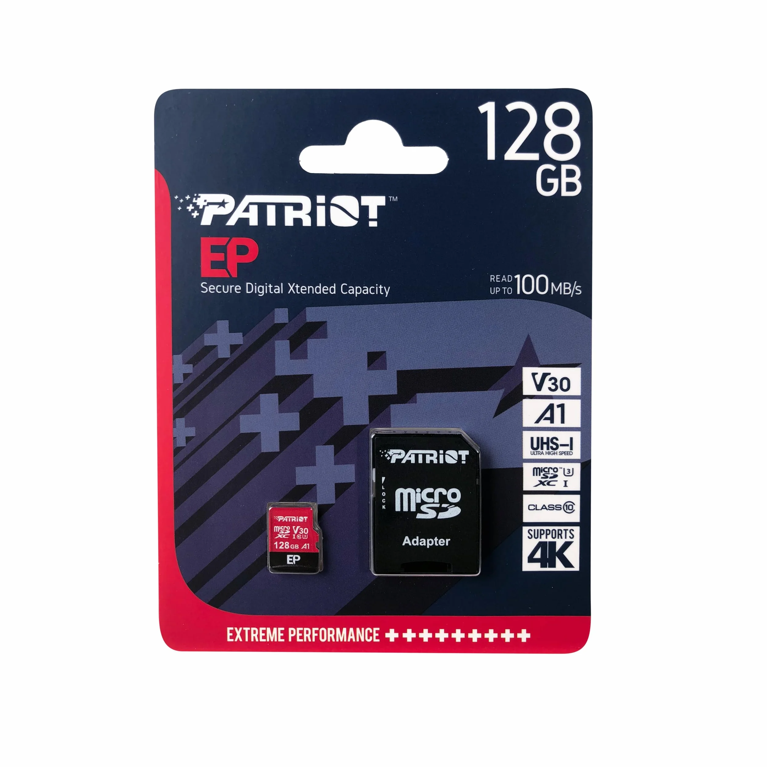 Patriot Memory Carte Mémoire MicroSDXC EP Series A1 V30 128 Go 90Mo/Sec