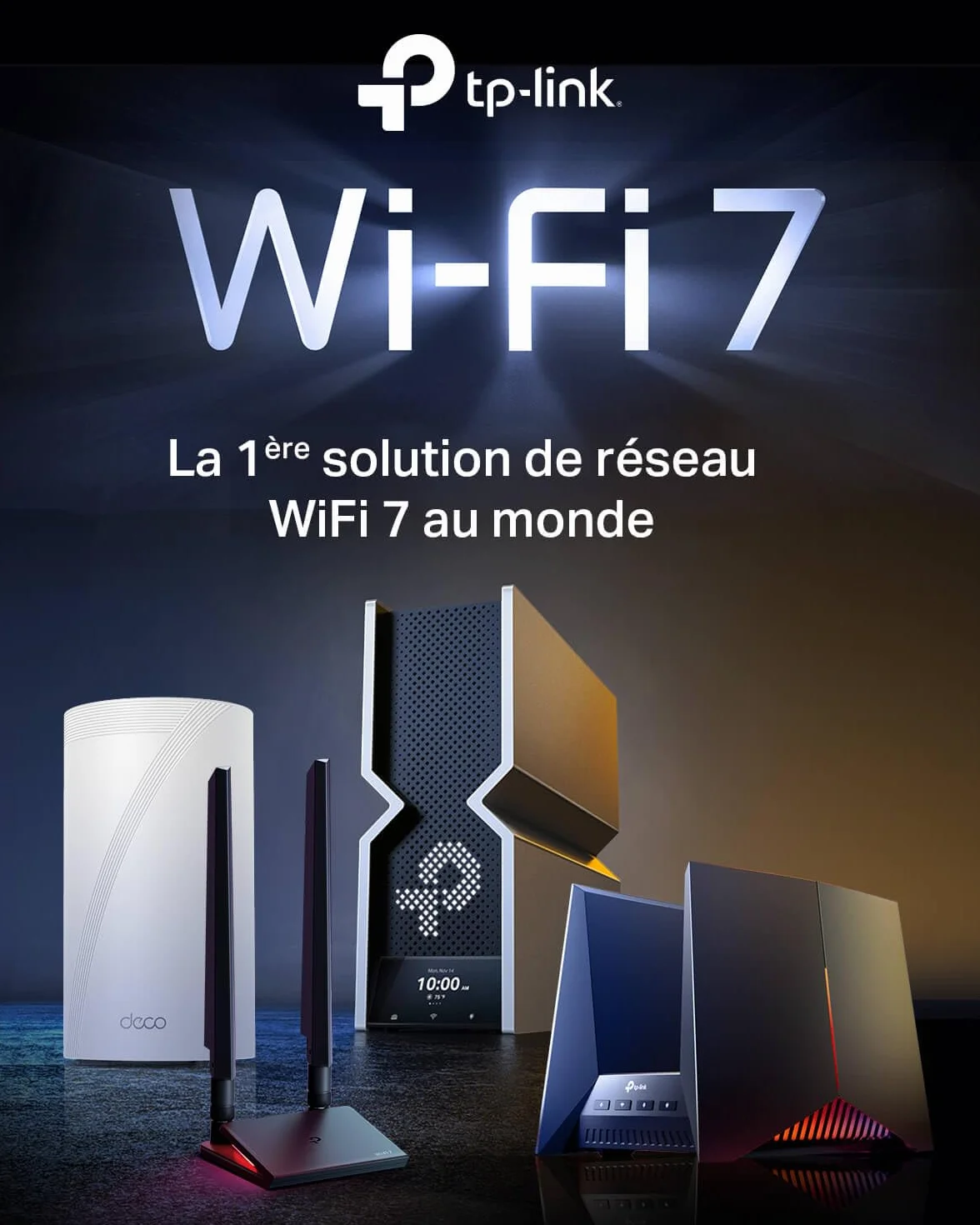 TP-Link Carte WiFi 7 PCIe BE6500 avec Bluetooth 5.4, Archer TBE400E | Tri-bande 6 GHz, MLO, antennes haut gain, idéal gaming/streaming 8K, pour Windows 11 (64 bits) uniquement