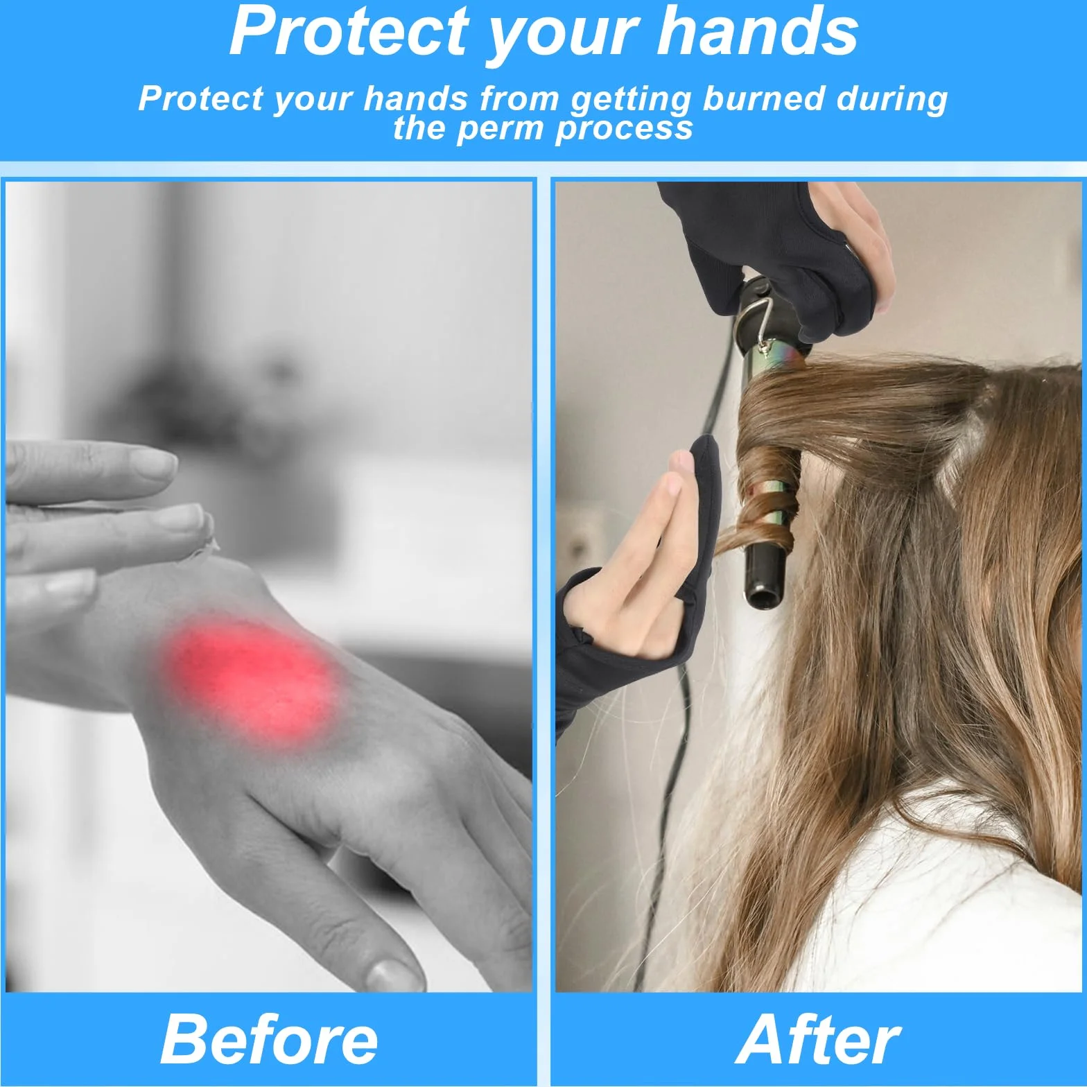 Giantree Lot de 2 gants résistants à la chaleur pour coiffure, fer à friser professionnel à trois doigts
