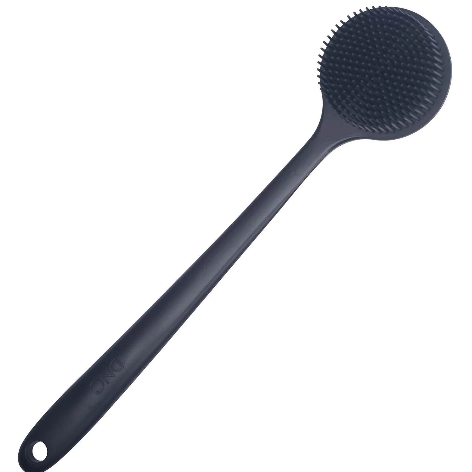 Brosse à dos pour douche en silicone souple avec long manche, sans BPA, hypoallergénique noir