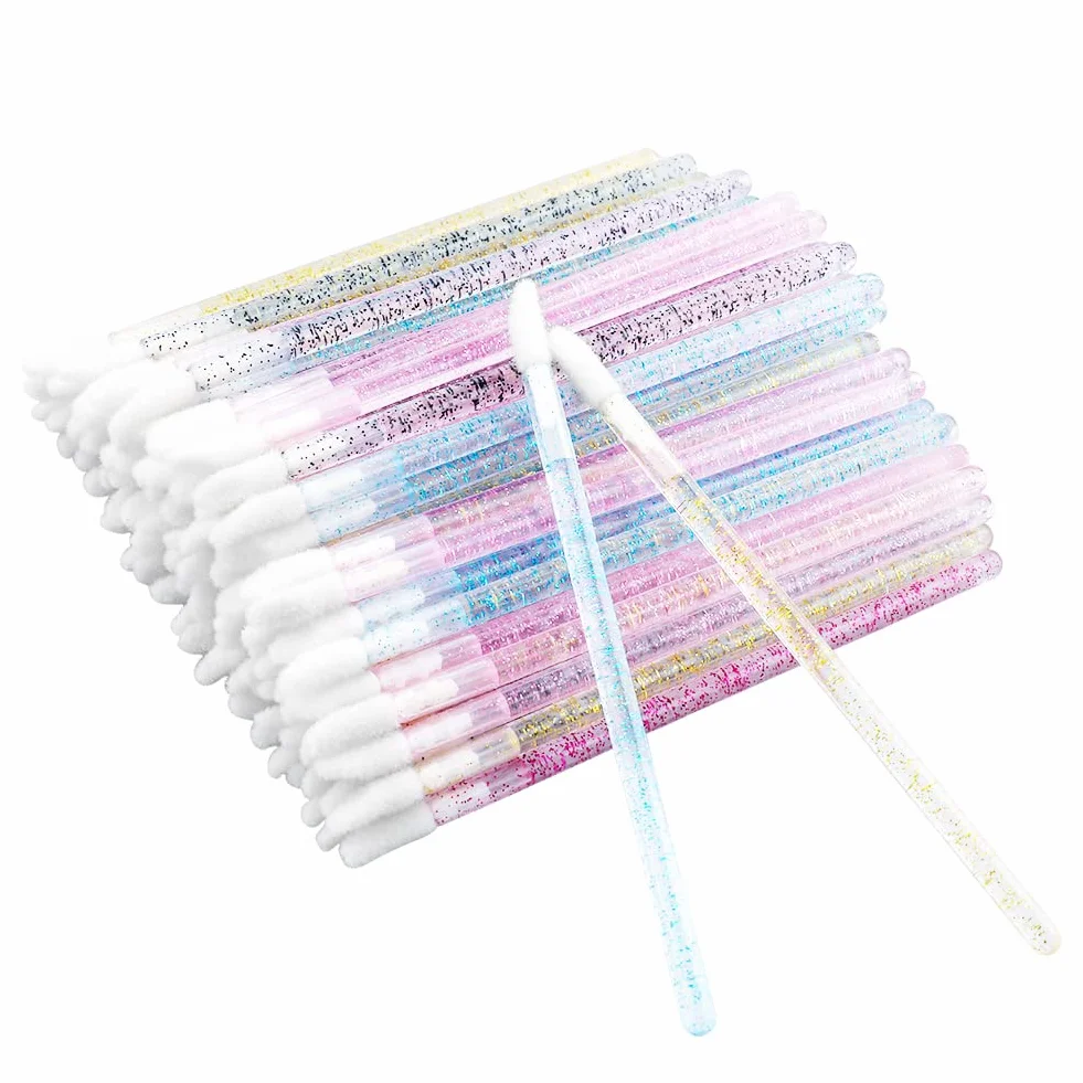 G2PLUS Pinceaux Lèvre Jetables Brosse à Lèvres Applicateur Lip Brush Maquillage Kits Poignée Cristal Multicolor