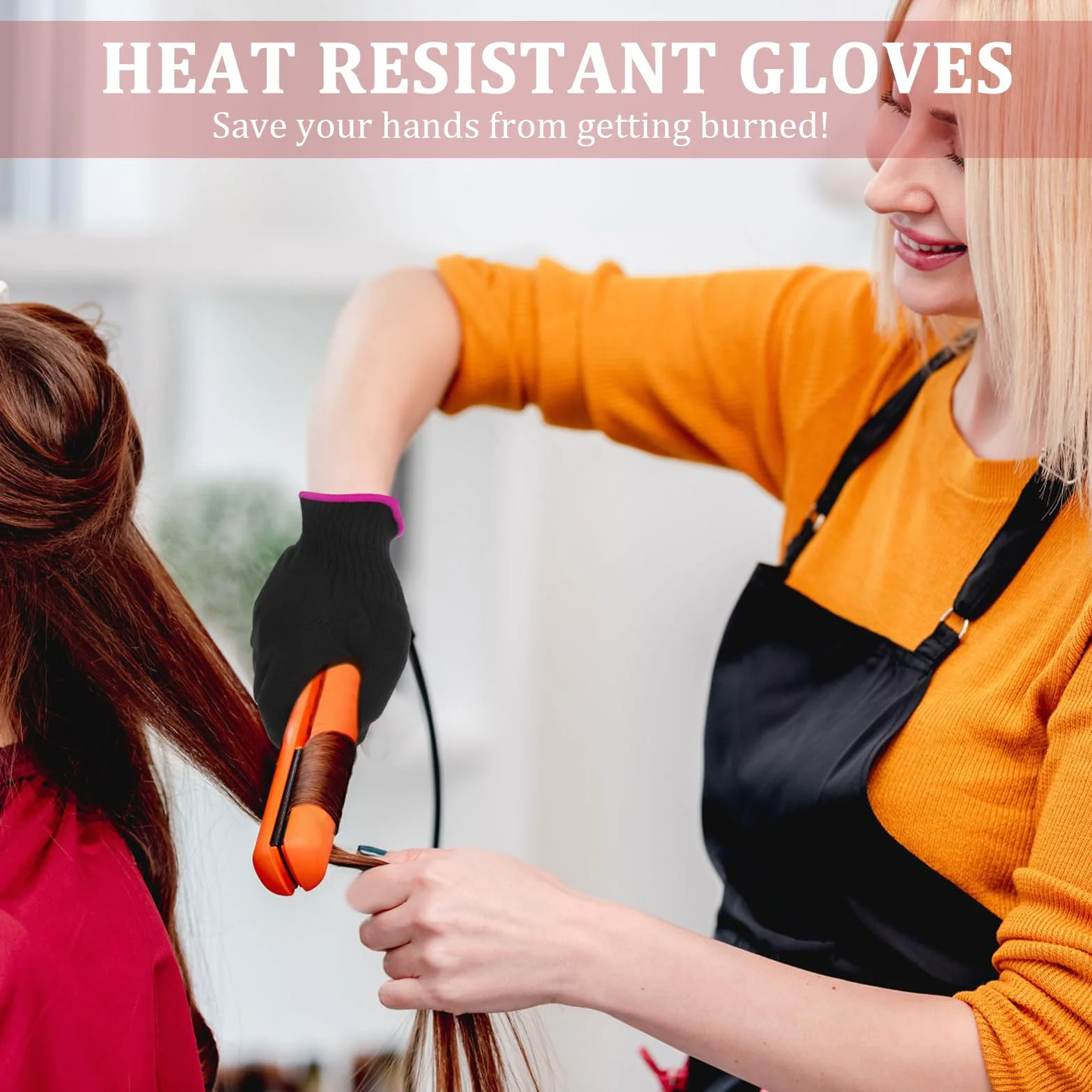Gants de coiffure professionnels résistant à la chaleur pour fer à friser et lisser - 1 pièce