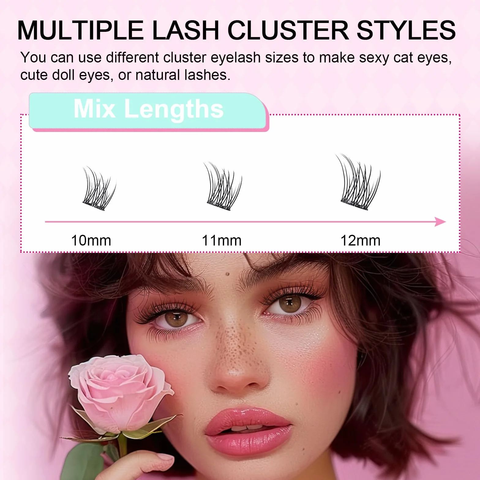 EMEDA Cils Auto-Adhésifs Pré-Collés Grappes de Cils Look Naturel 8-14mm Courbure D Kit DIY Extension de Cils