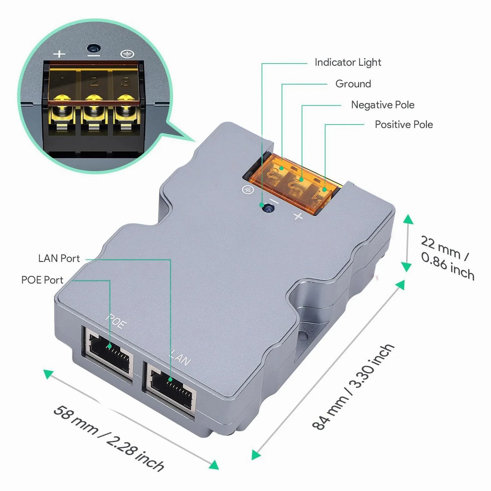 Fafeicy Kit D'adaptateur POE Passif 320W avec Support Gigabit Ethernet et Garde ESD pour Les Réseaux de Haute Performance en Plein Air