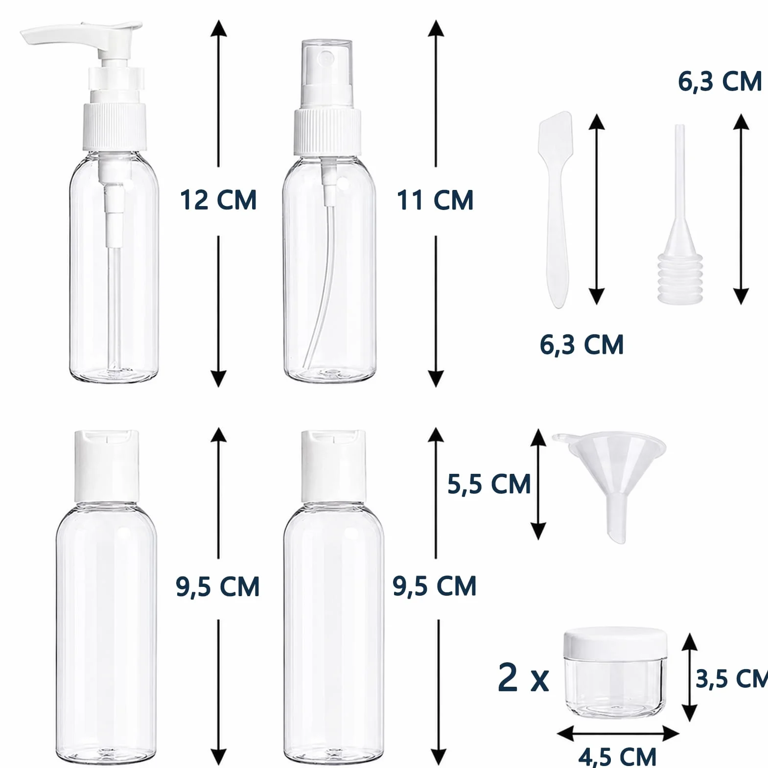 Ensemble Bouteilles de Voyage 9 Pièces, Contenant Liquide Cosmétique Portable, Réutilisable pour Parfum Lotion Shampoing
