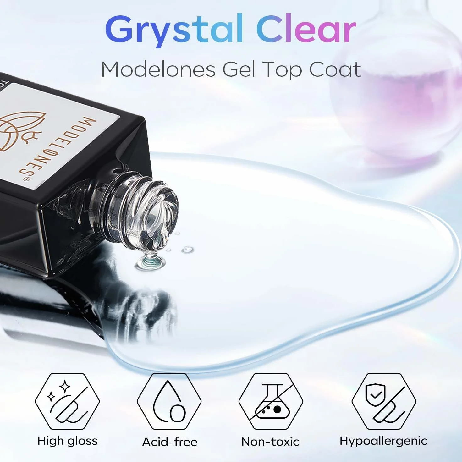 Modelones Top Coat Semi Permanent 15ML No Wipe UV LED Ultra Brillant Longue Durée