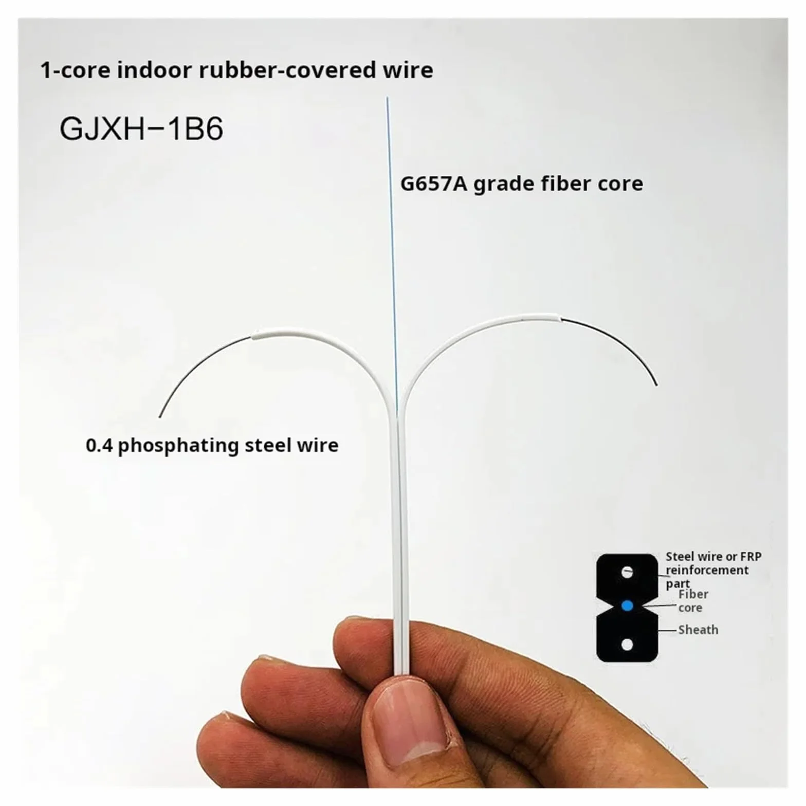 CHAOMIN Câble de raccordement intérieur à fibre optique monomode - 50 m, 1/2/4 noyaux, 2 noyaux en acier, sans connecteur(White,2 Cores)