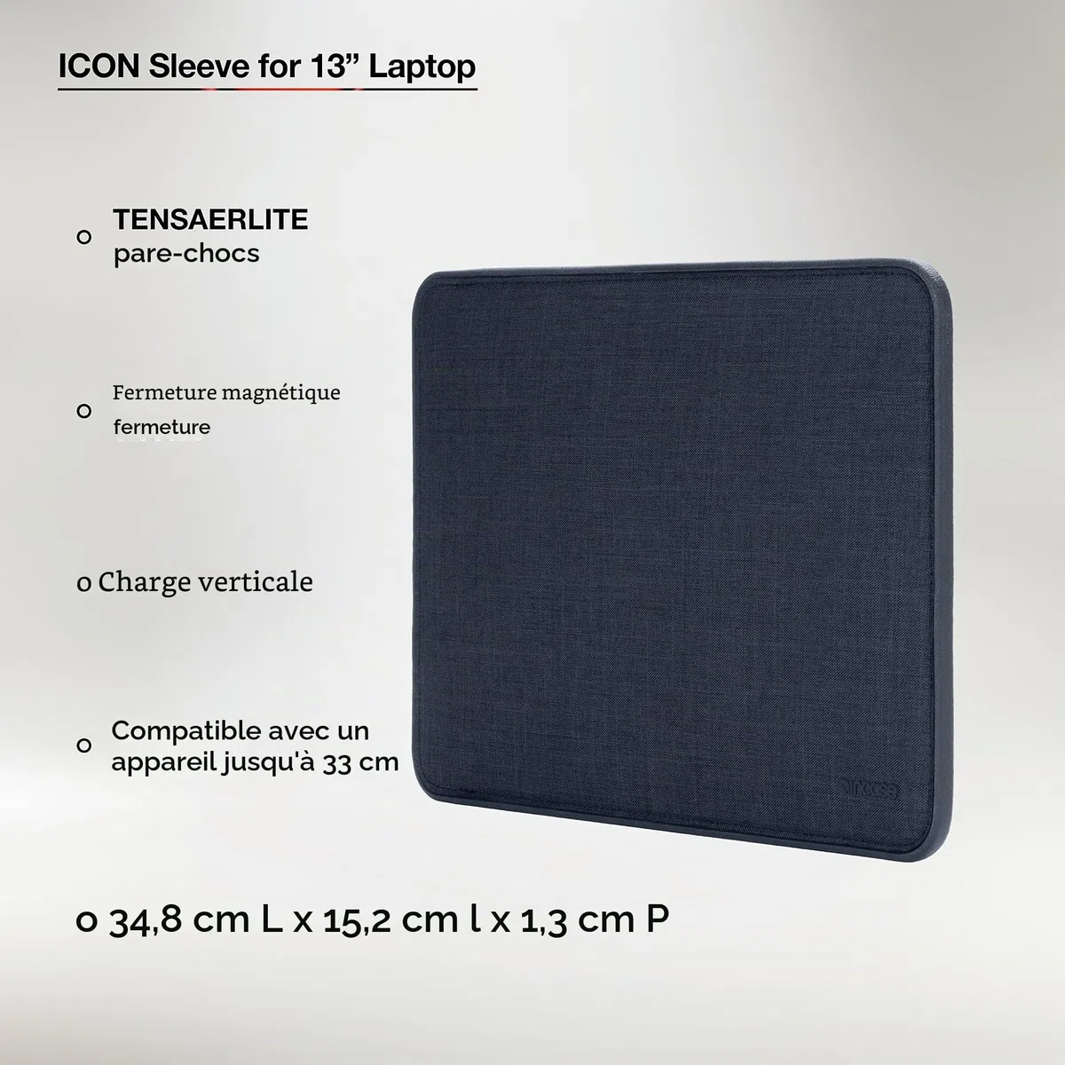 Incase Icon – Housse Woolenex – Housse de Protection Rigide Durable et légère pour MacBook Air 13" M3/M2 et MacBook Pro 13" M2/M1 2020 – Bleu Marine chiné
