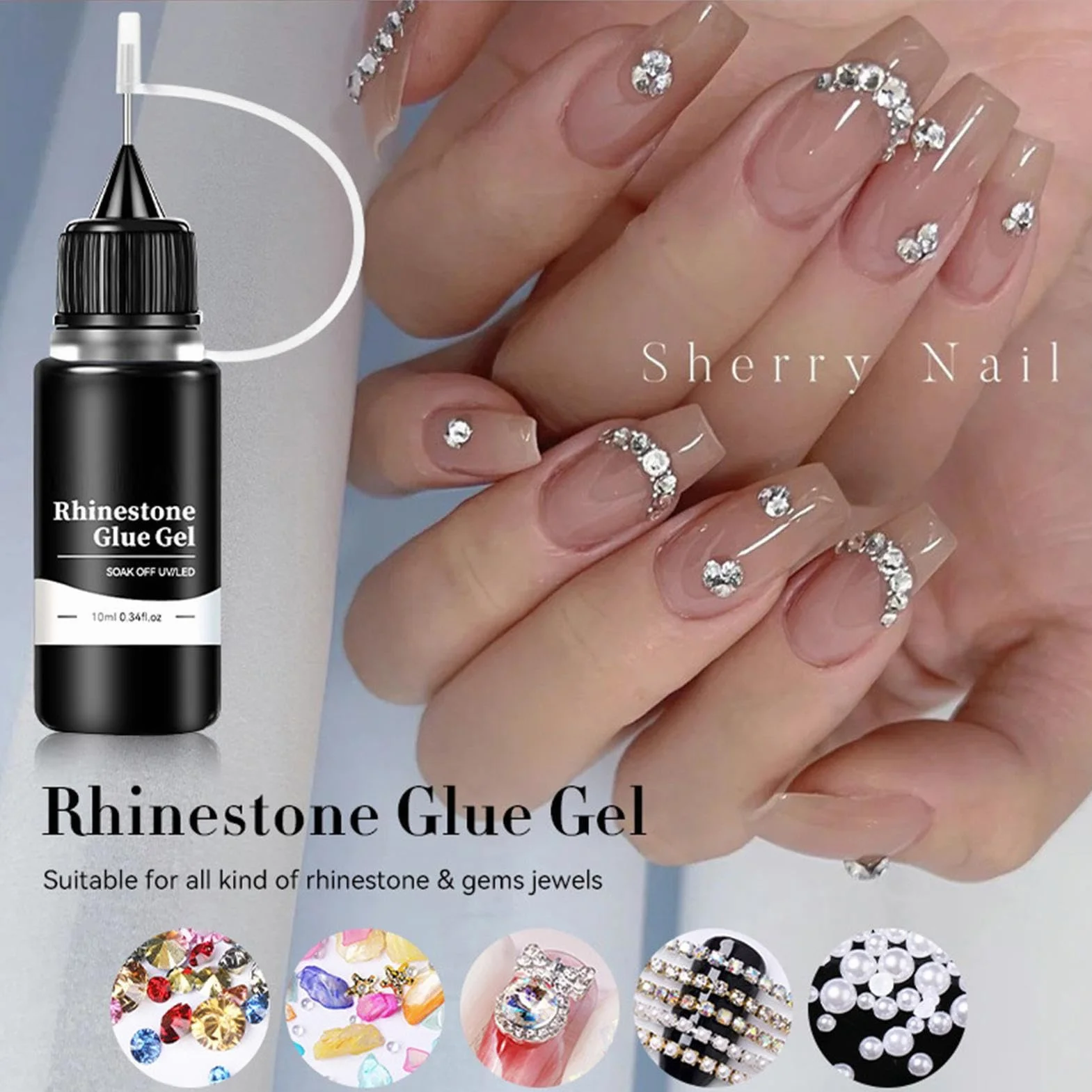 Gel de Strass 10 ml Longue Durée Adhésif Fort 3D Accessoires Design Ongles