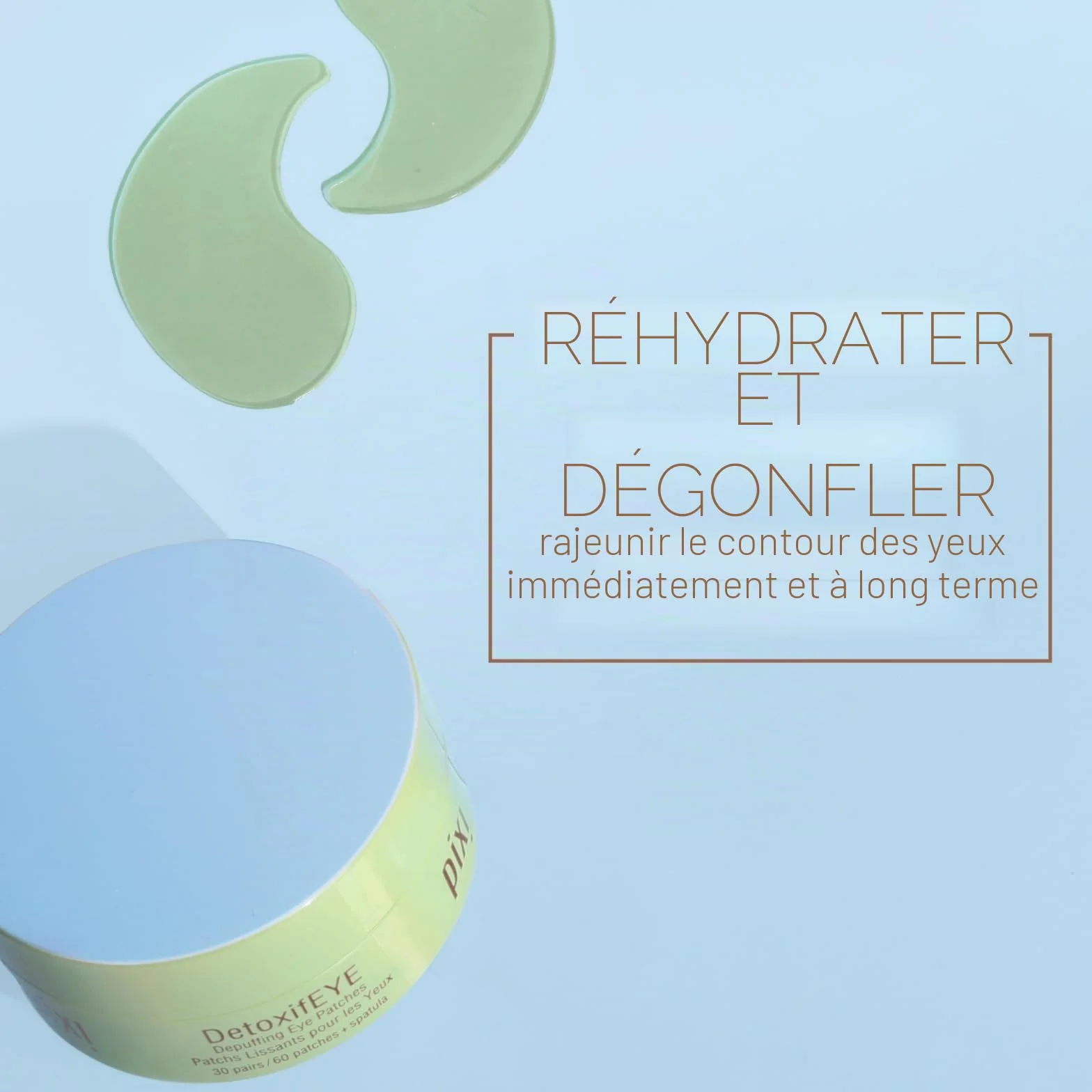 Pixi Beauty DetoxifEYE Eye Patches à l’Acide Hyaluronique, Caféine, Concombre et Or – 30 Paires