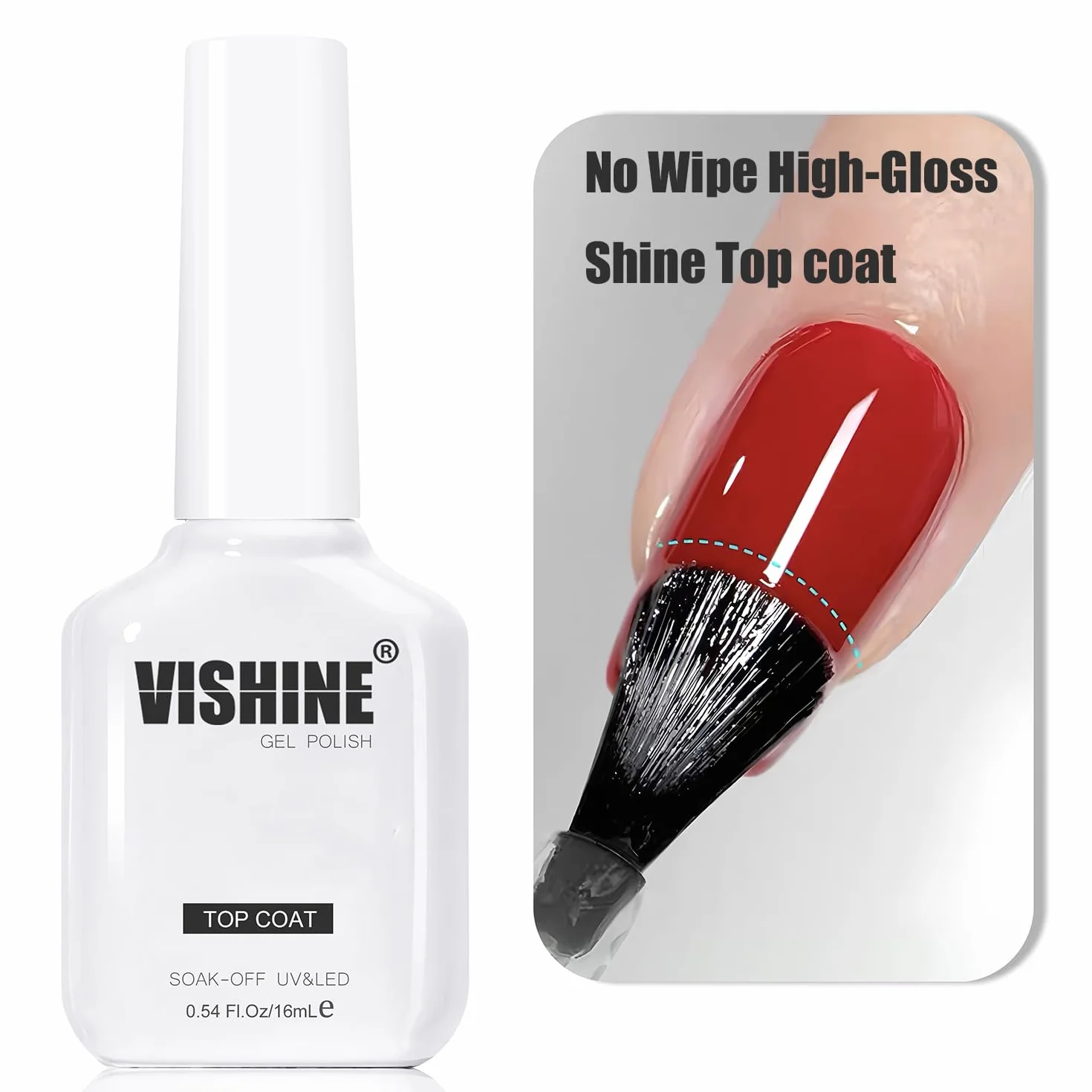 Vishine 16ml No Wipe Top Coat Vernis Semi-Permanent UV Gel Soak Off LED