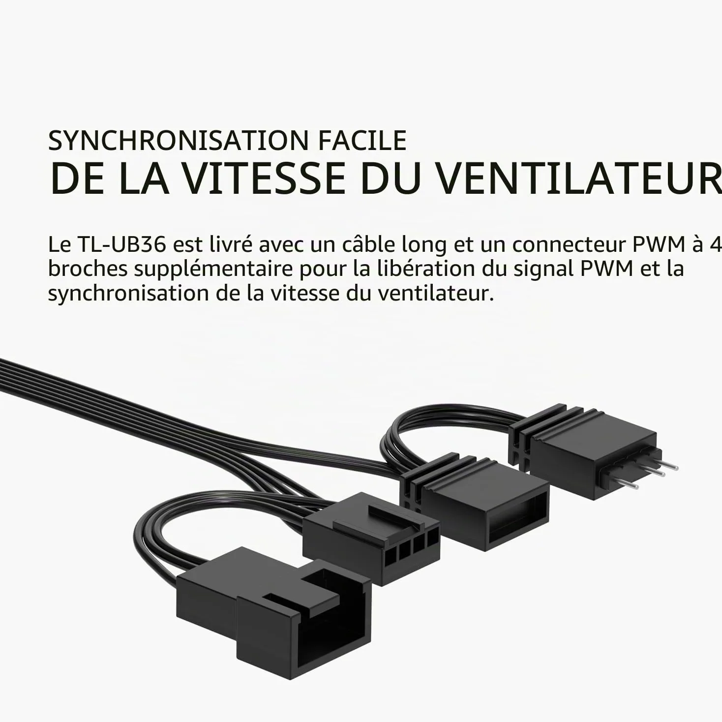 TR TL-UB36 Ventilateur de refroidissement de câble simplifié 2150 tr/min PWM S-FDB V2 Bearing 3D Dynamic Balance Couplet Chassis Fan