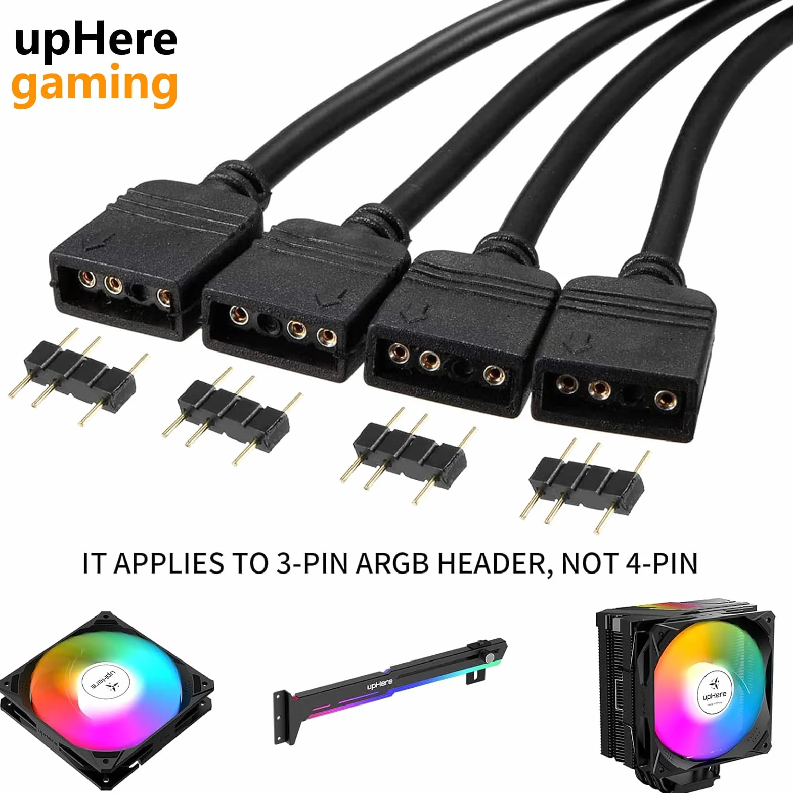 Hub ARGB Adaptateur RGB 1 à 4 Splitter Cable 30 cm Broches Mâles upHere Gaming