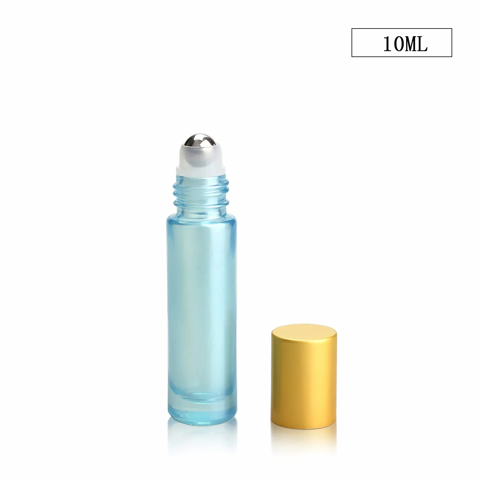 Flacons à Bille pour Huiles Essentielles 10ml Lot de 4 – Bouteilles Roll-on en Verre Bleu avec Couvercle Or et Rouleau en Acier Inoxydable