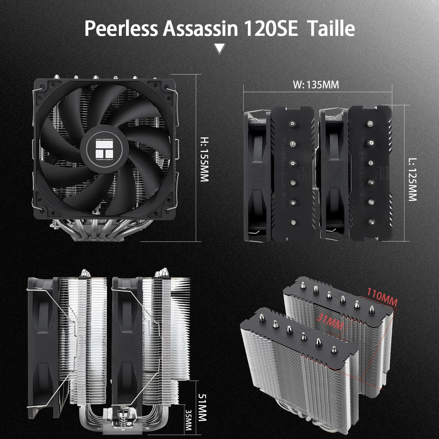 Thermalright Peerless Assassin 120 SE PA120 SE refroidisseur CPU double ventilateur TL-C12C PWM 6 caloducs AGHP AMD AM5 Intel 1700