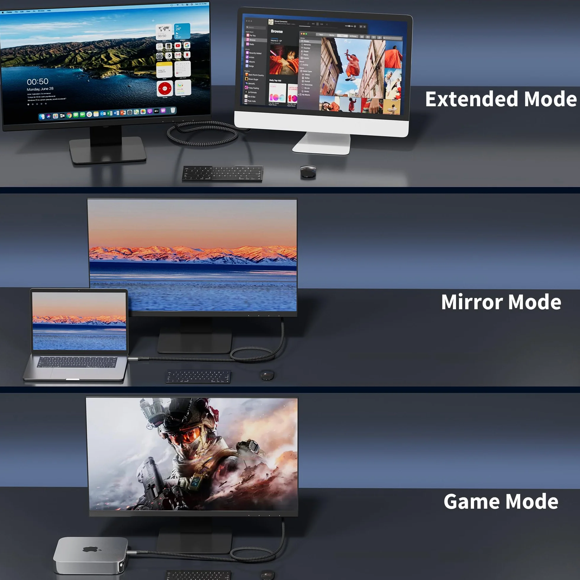 Câble USB-C vers DisplayPort 1.4 1m 8K@60Hz 4K@240Hz HDR VRR Thunderbolt 4/3