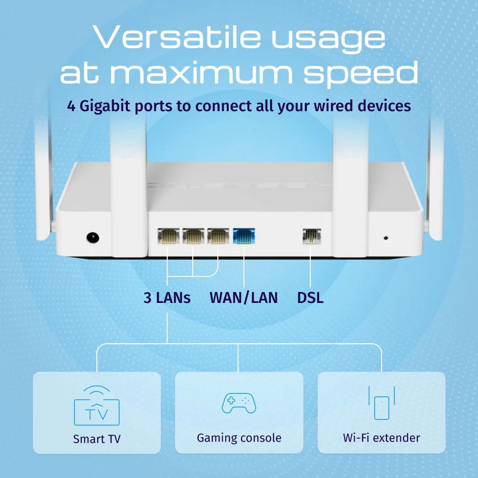 Keenetic Skipper DSL Modem-routeur VDSL2/ADSL2+ Supervectoring Wi-FI 5 maillé AC1200 avec commutateur Intelligent Gigabit 4 Ports et Port USB