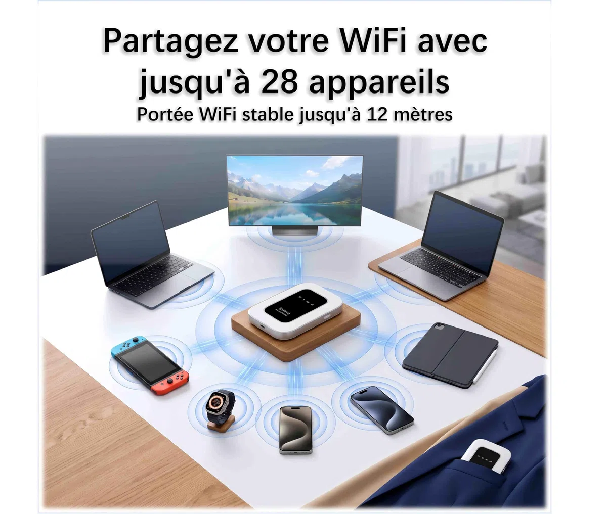 Routeur WiFi 5G Portable, Routeur Mobile WiFi 6, Pocket WiFi, Slot SIM