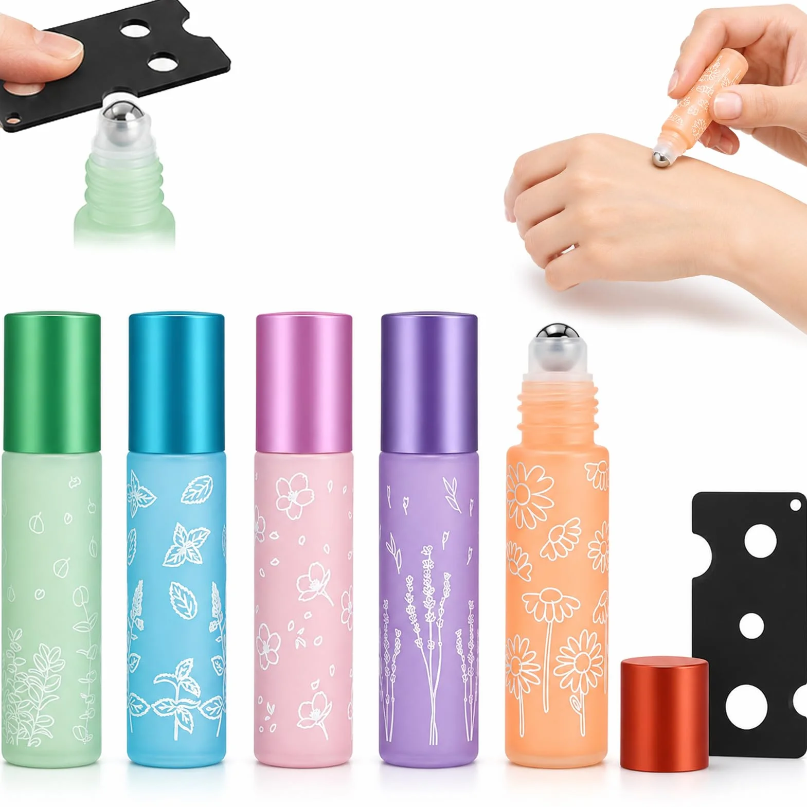 Flacon Roll On Vide 10ml Verre 6 Pièces avec Ouvre-Bouteille pour Huiles Essentielles Parfums