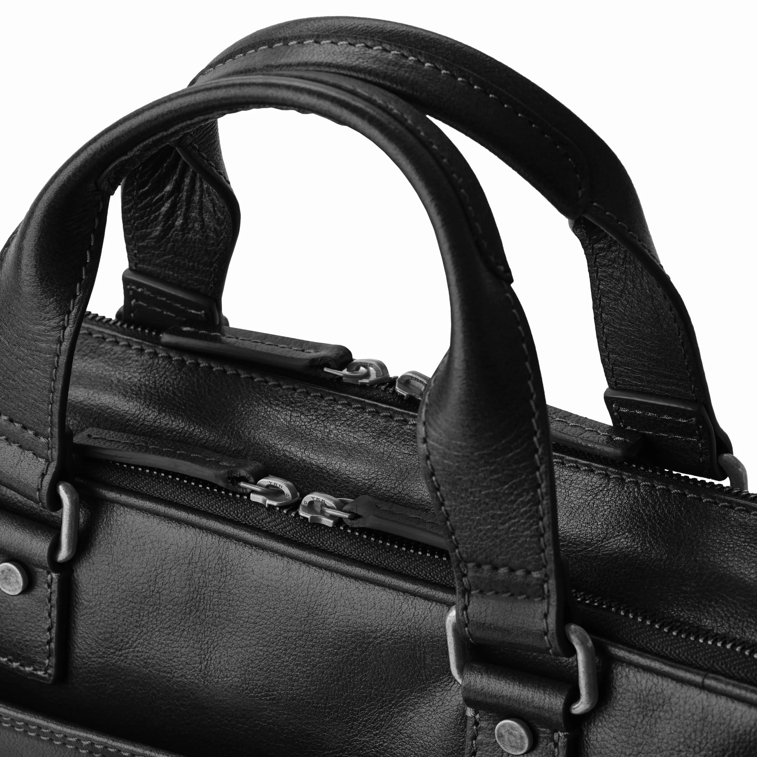DRAKENSBERG Aurelio Porte-documents en cuir pour homme, 2 compartiments principaux, sacoche luxueuse pour ordinateur portable 16" pour le bureau, le travail, les voyages, 11 l, Noir , L