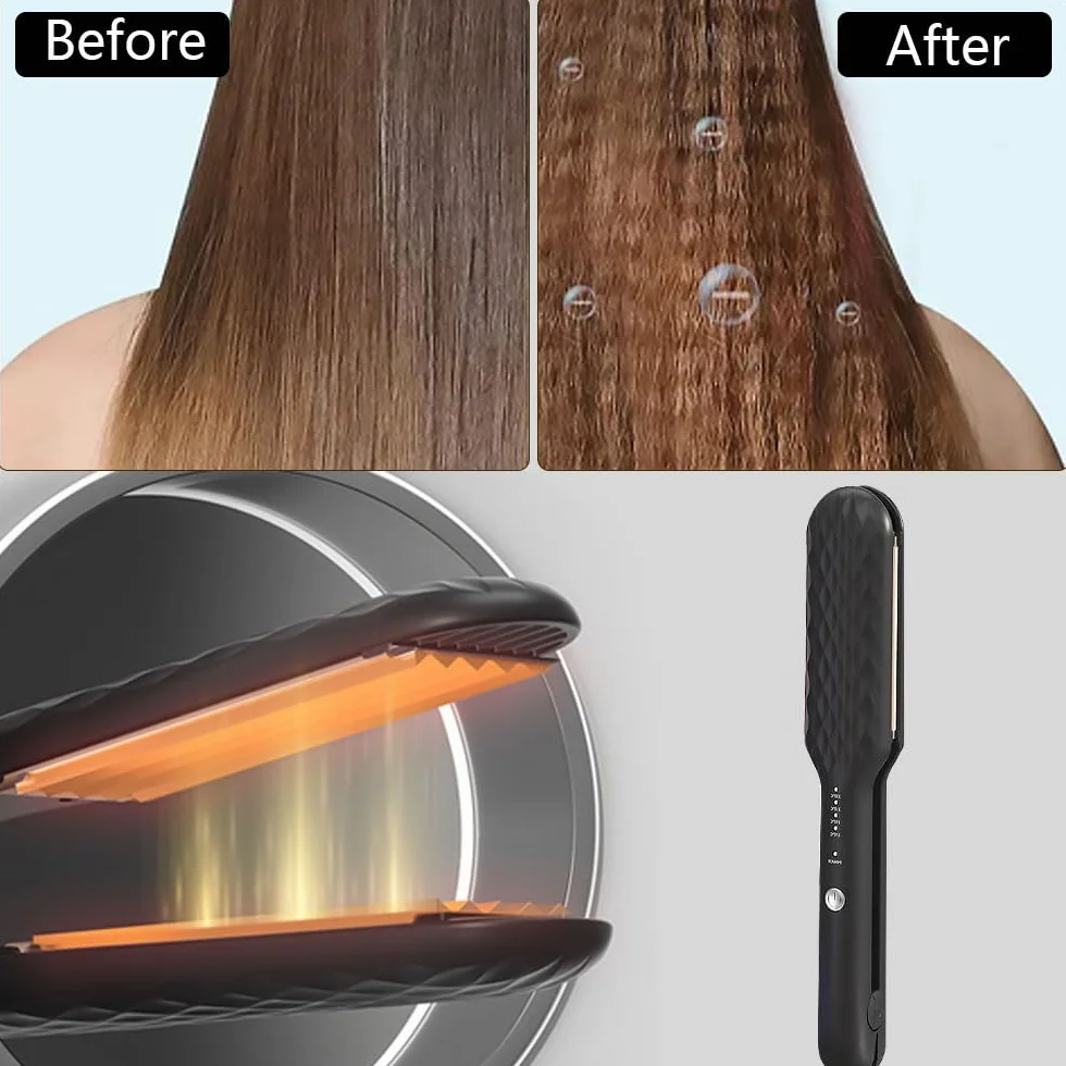Fer à Gaufrer Cheveux, Gauffreur 4 Température Réglable Chauffage Rapide