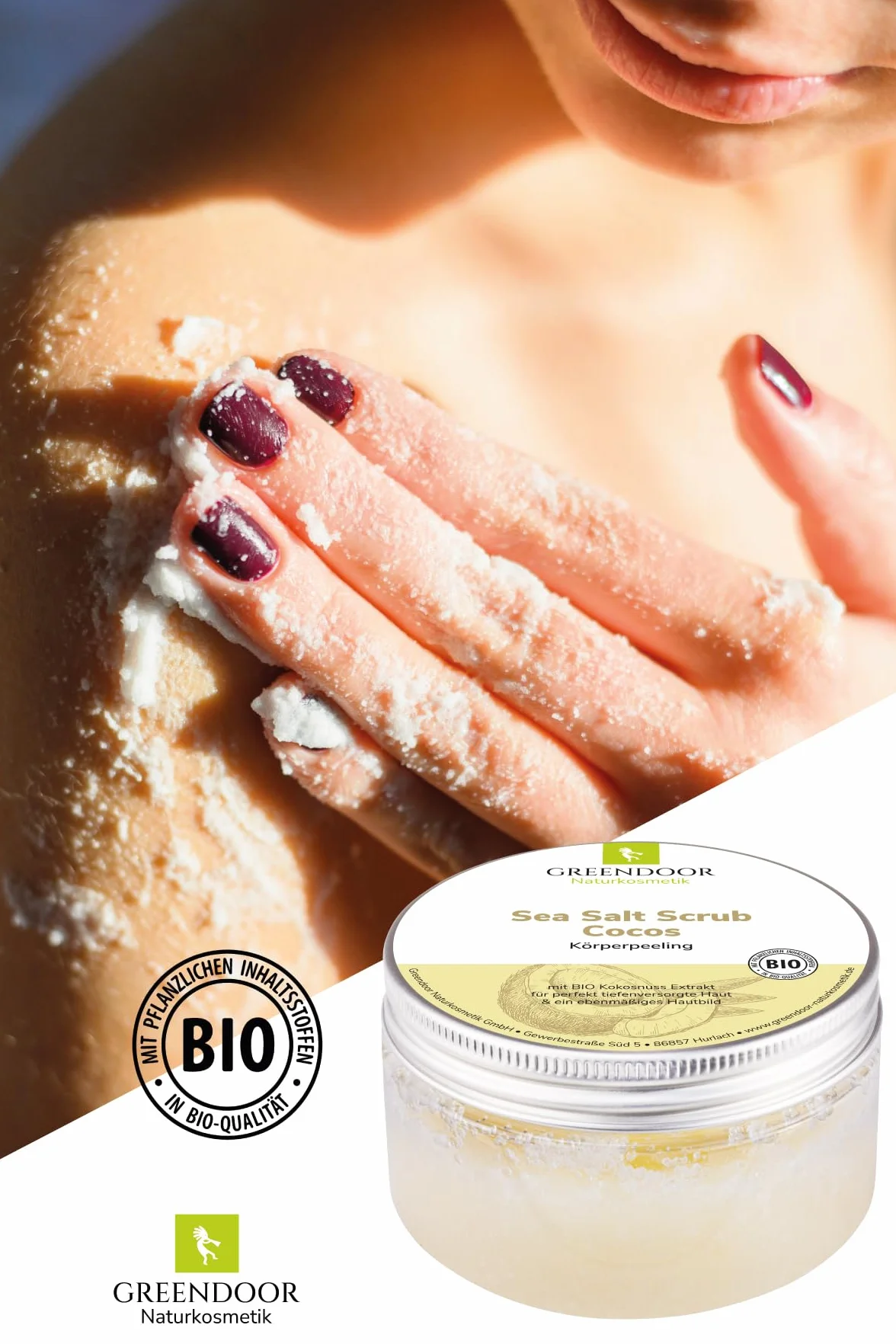 Greendoor Sel de mer Gommage Coco Peeling Corps sans Plastique
