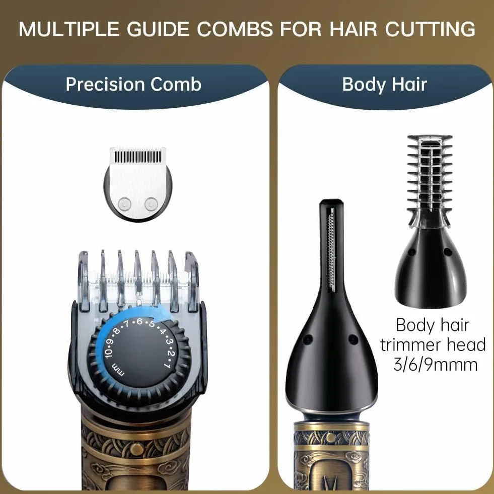 Surker Tondeuse Barbe Homme Professionnelle 7 en 1 Lame en T Coupe Cheveux Chauve 0 mm Rasoir électrique Précision Nez