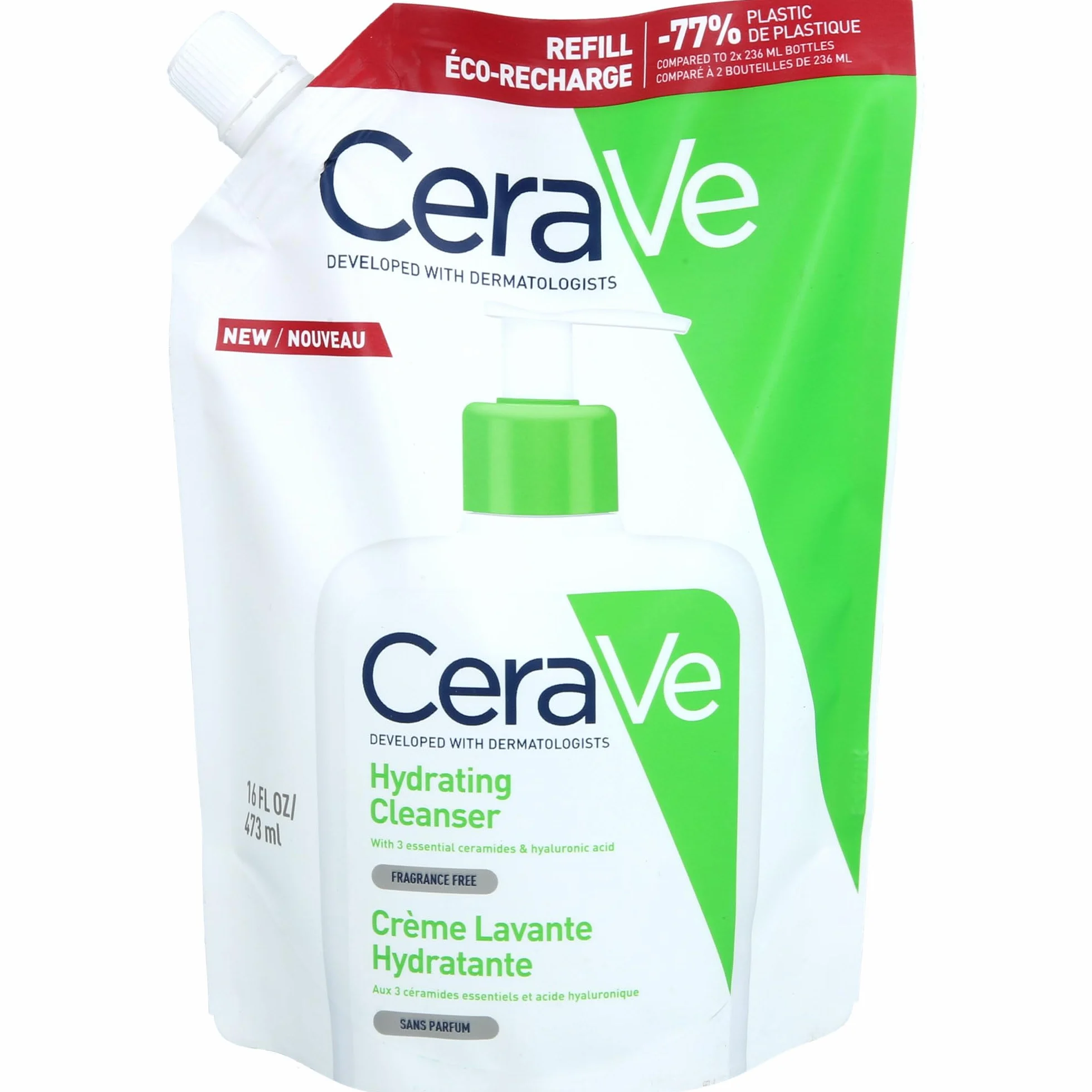 CeraVe Crème Lavante Hydratante 236ml + Lait Hydratant 20ml Nettoyant Visage & Corps Acide Hyaluronique