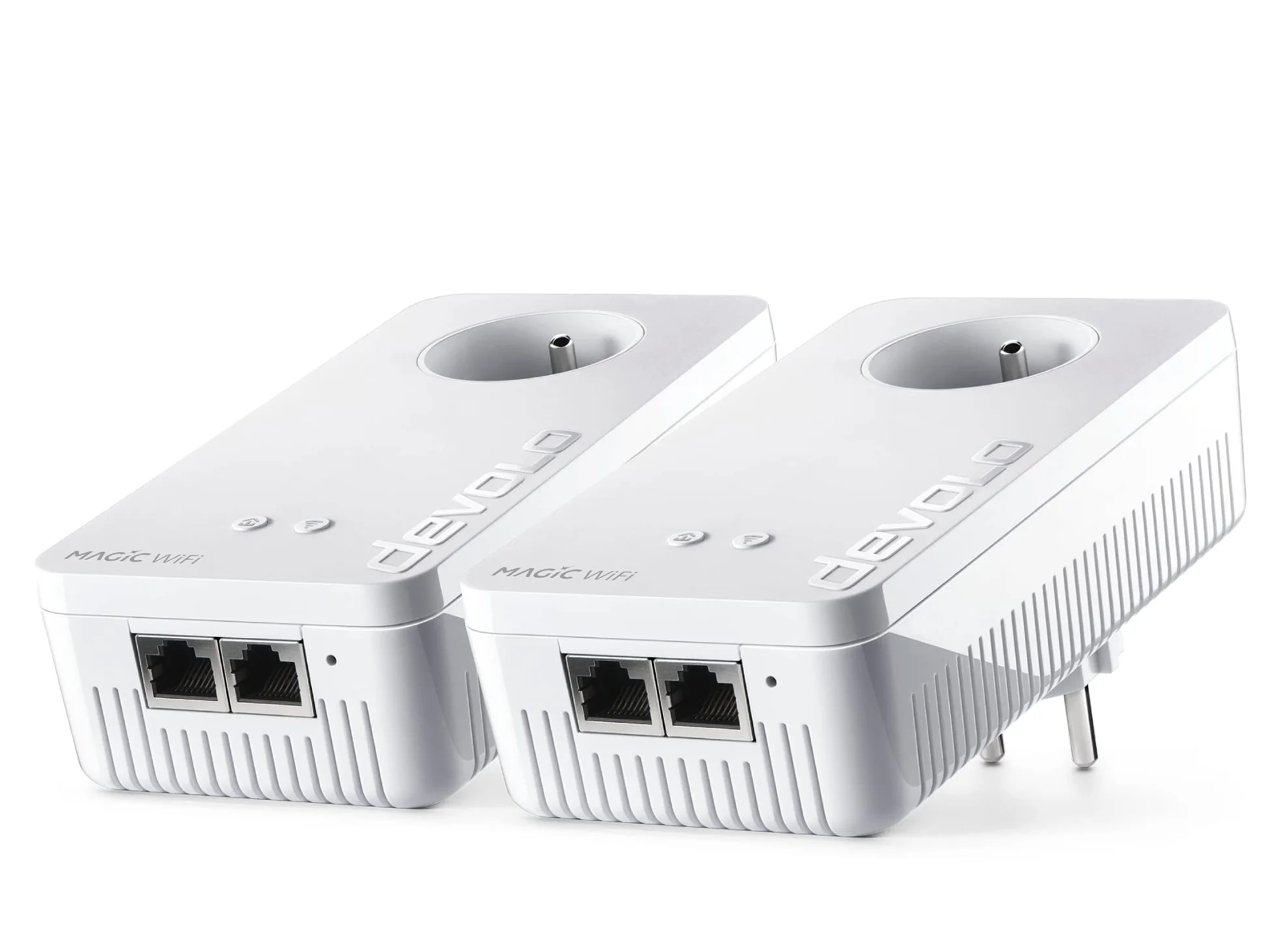 devolo Magic 2 WiFi 6 Mesh Kit de démarrage, adaptateurs CPL WiFi - jusqu'à 2.400 Mbits/s, Point d'accès WiFi Mesh, 4X Ports Ethernet Gigabit, Prise integrée, Blanc