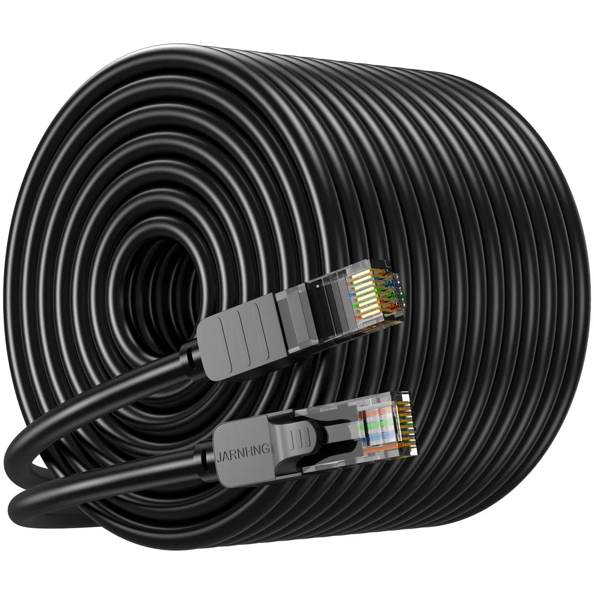 Câble Ethernet Cat 6 de 91,4 m - Pour intérieur/extérieur - Haut débit - 10 Gbit/s - Noir - Câbles de raccordement LAN RJ45 - Convient pour jeux, ordinateurs, télévisions, routeurs,