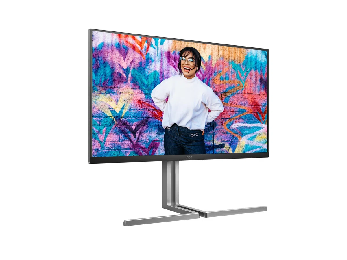 AOC Moniteur U32U3CV 32 Pouce 60Hz Nano IPS Dalle, 4ms GtG, VESA HDR400 (Certified), Ajustable en Hauteur, Haut-parleurs, USB Hub(3840x2160 HDMI 2X 2.0 DP 1x 1.4) Noir/Argent