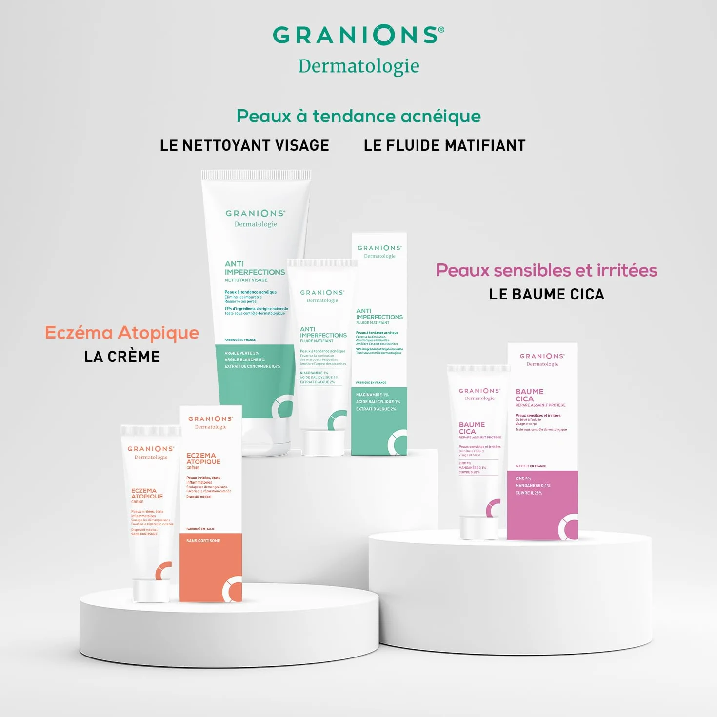 GRANIONS Nettoyant Visage Anti Imperfections 150g - Argile Verte, Argile Blanche, Vitamine C