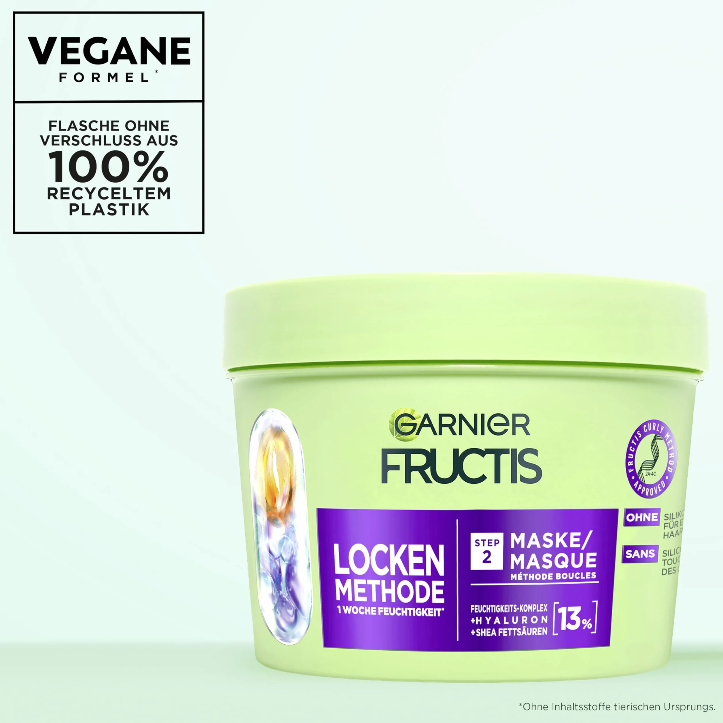 Garnier Masque capillaire hydratant pour boucles - Réparation, revitalisation - Acide hyaluronique, karité - Vegan - Sans silicone